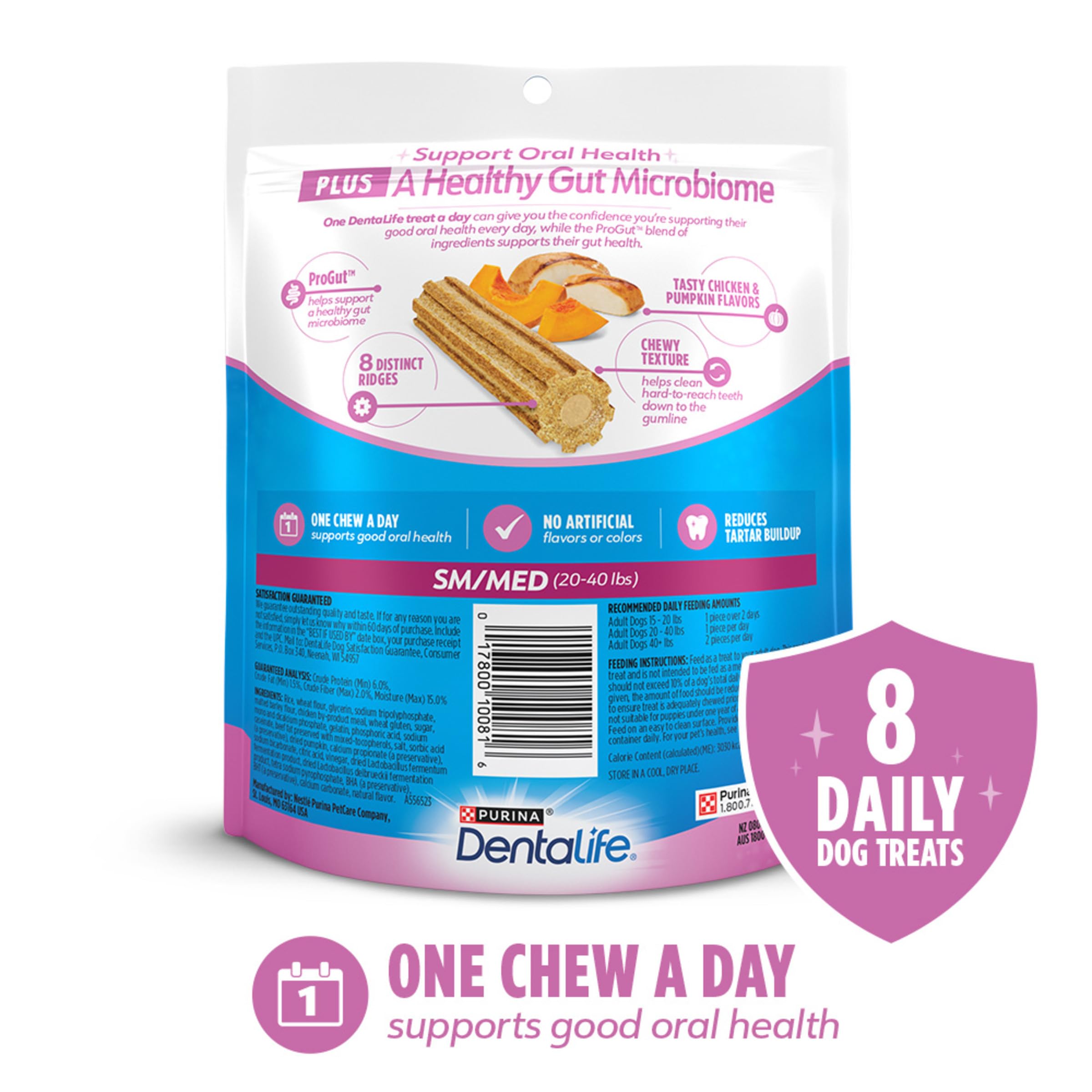 Dentalife Plus Digestive Support Dog Treats for Small and Medium Dogs 20-40 lbs., Cleans Teeth, Freshens Breath, & Supports Heal