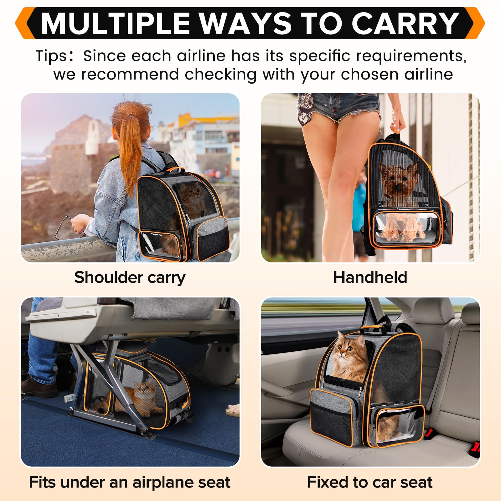 Discala Cat Backpack Carrier For Medium Small Dog Cat Up To 20Lbs, Pet Carrier Backpack, Ventilated Mesh Soft Sided Dog Backpack