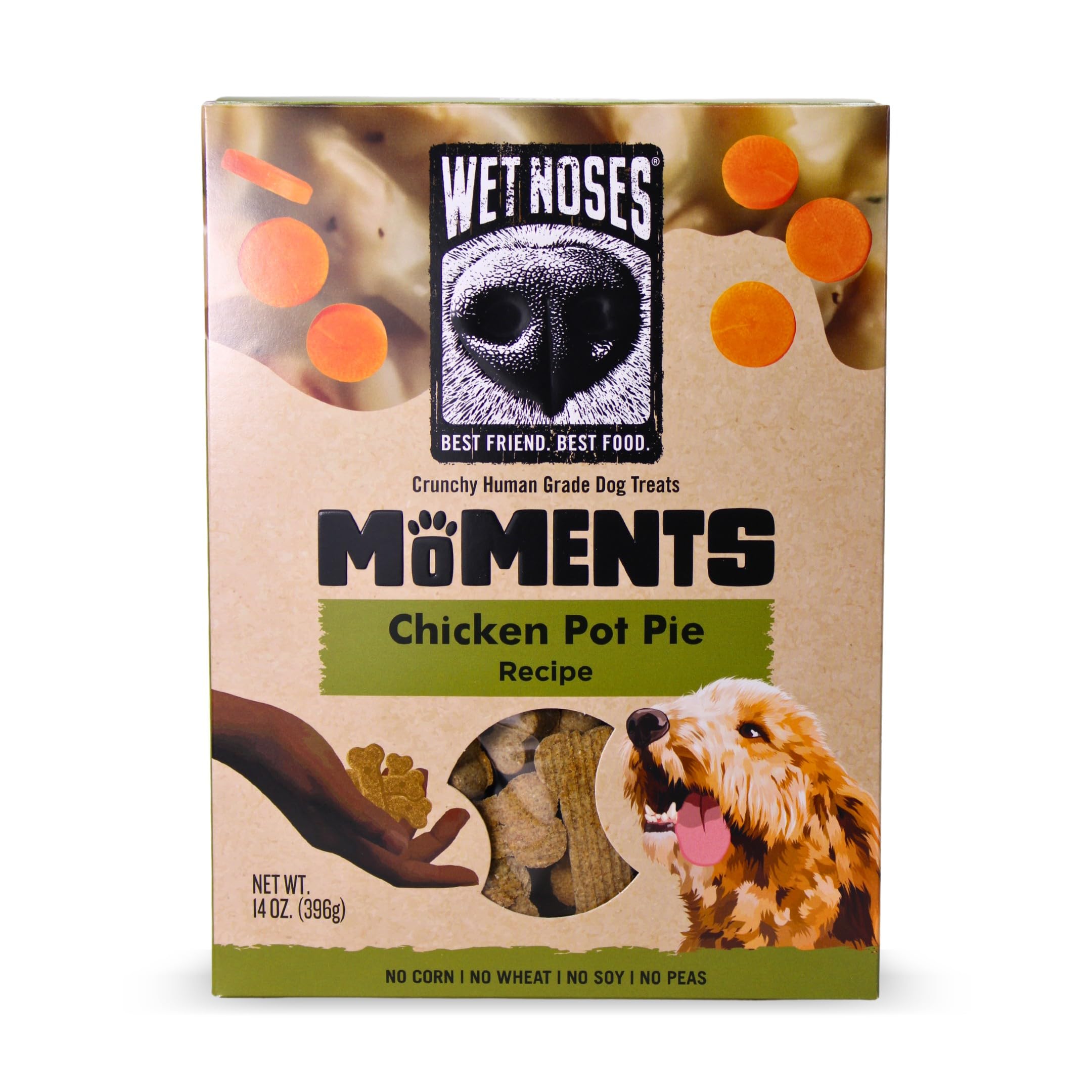 Wet Noses Moments Non-GMO Chicken Pot Pie Bone Crunchy Dog Treats - 14oz | No Corn, Wheat, Soy or Peas, Made with 6 Simple Ingre