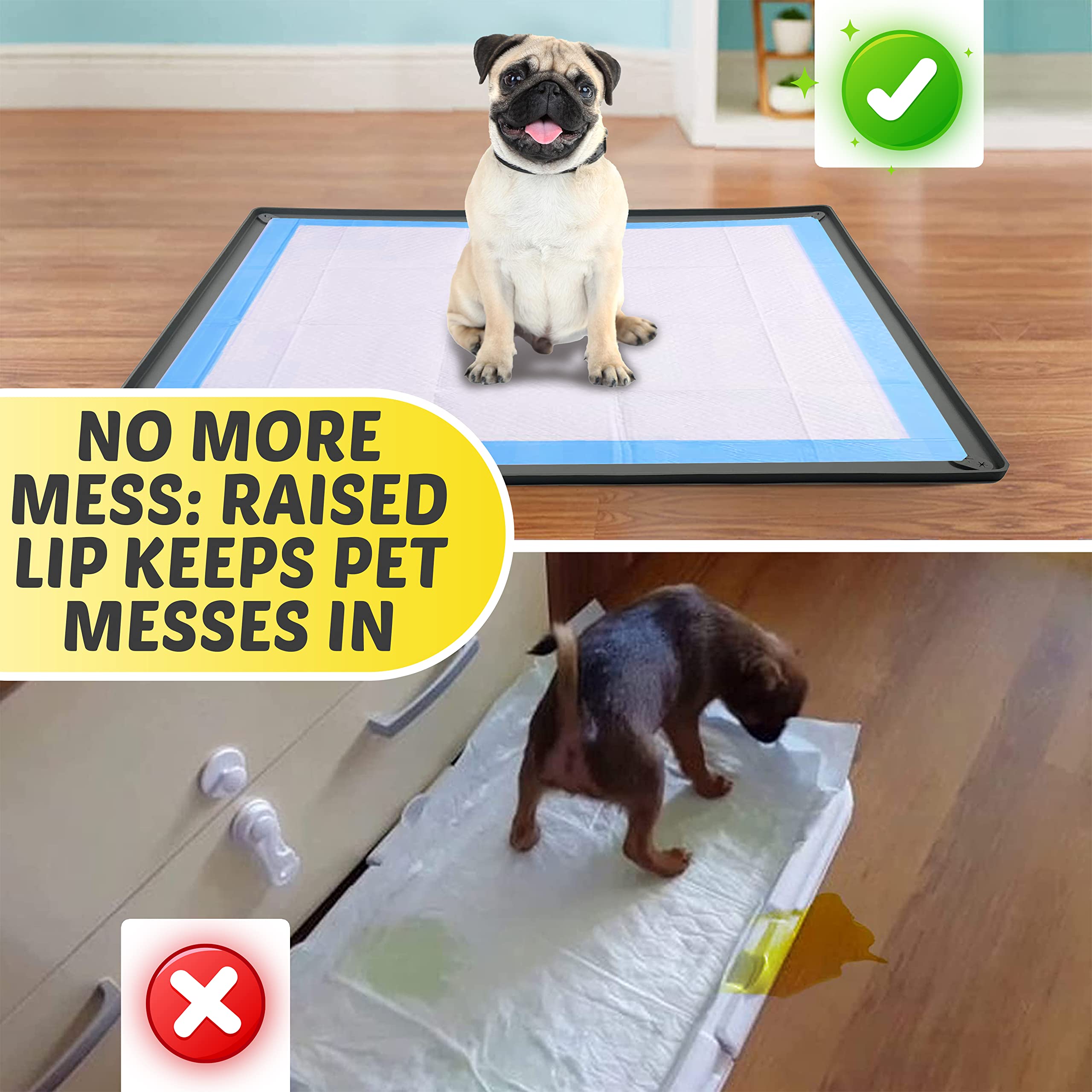 Skywin Tidyfriend Pee Pad Holder Tray 27.5 X 44 Inches, Silicone Dog Potty Tray, Easy To Clean No Spill Dog Potty Training Pad H