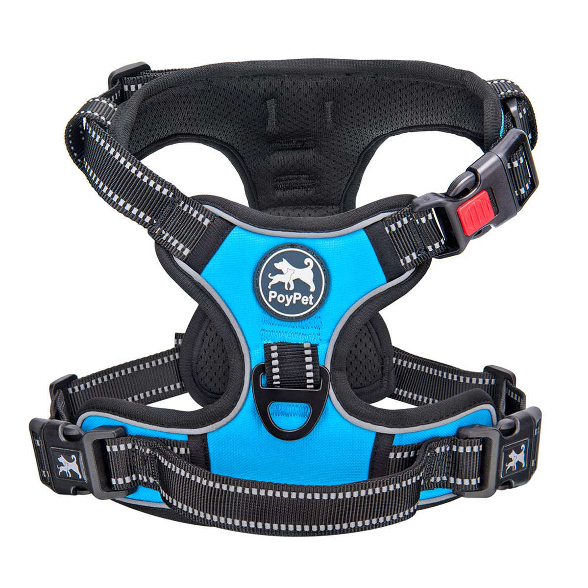 Poypet No Pull Dog Harness, No Choke Front Lead Dog Reflective Harness, Adjustable Soft Padded Pet Vest With Easy Control Handle For Small To Large Dogs(Blue,S)