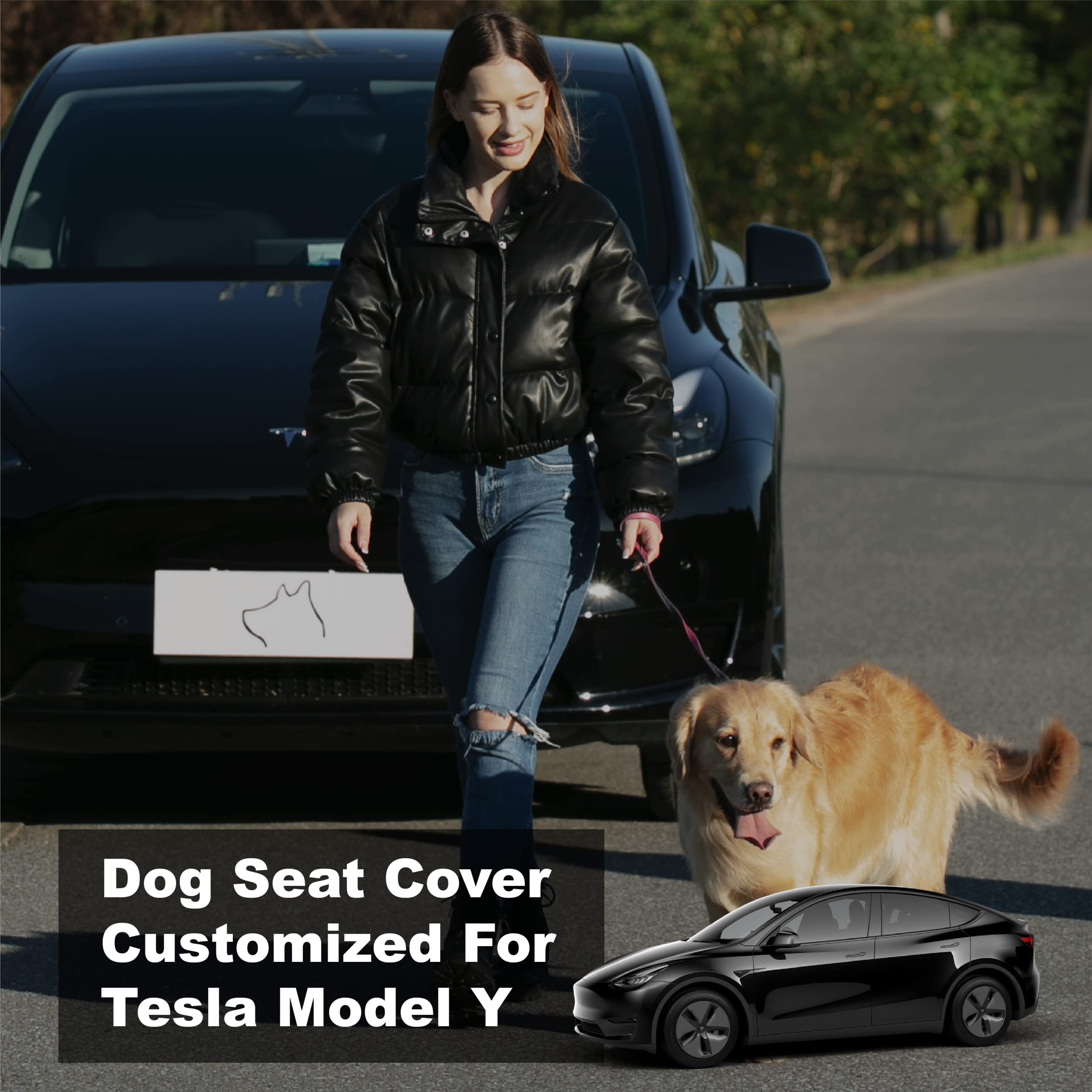 Meginc Dog Seat Covers For Back Seat, Dog Car Seat For Tesla Model Y& Suv Cargo Liner, 100% Waterproof Pet Seat Cover Protector From Scratches, Scuffs, Dog Hammock For 2020 2021 2022 Model Y