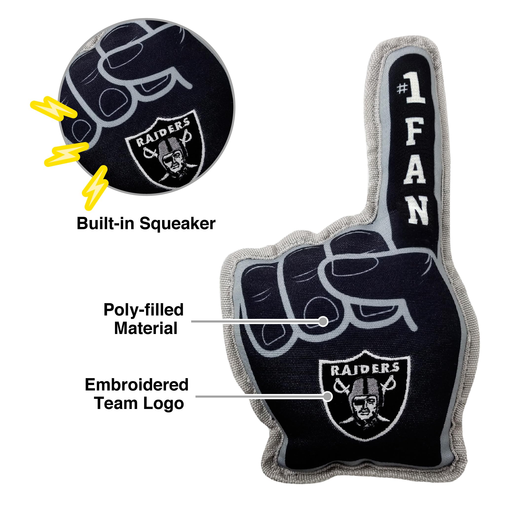 Nfl Las Vegas Raiders #1 Fan Toy For Dogs & Cats. Best Tough Pet Toy With Inner Squeaker