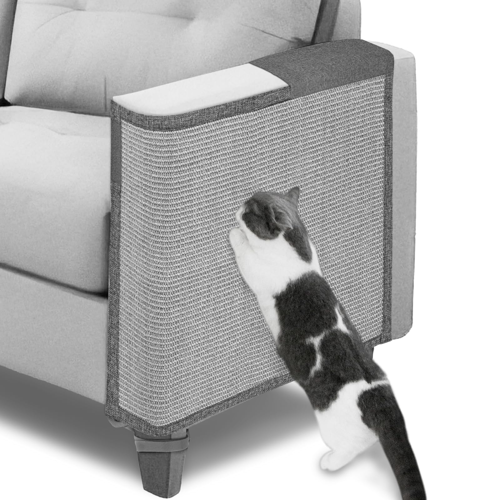 Cat Scratch Couch Protector,23.6L*19.6W Inch Scratching Furniture Protector Pad,Cat Scratch Sofa Arm Sheild With Grey Natural Si