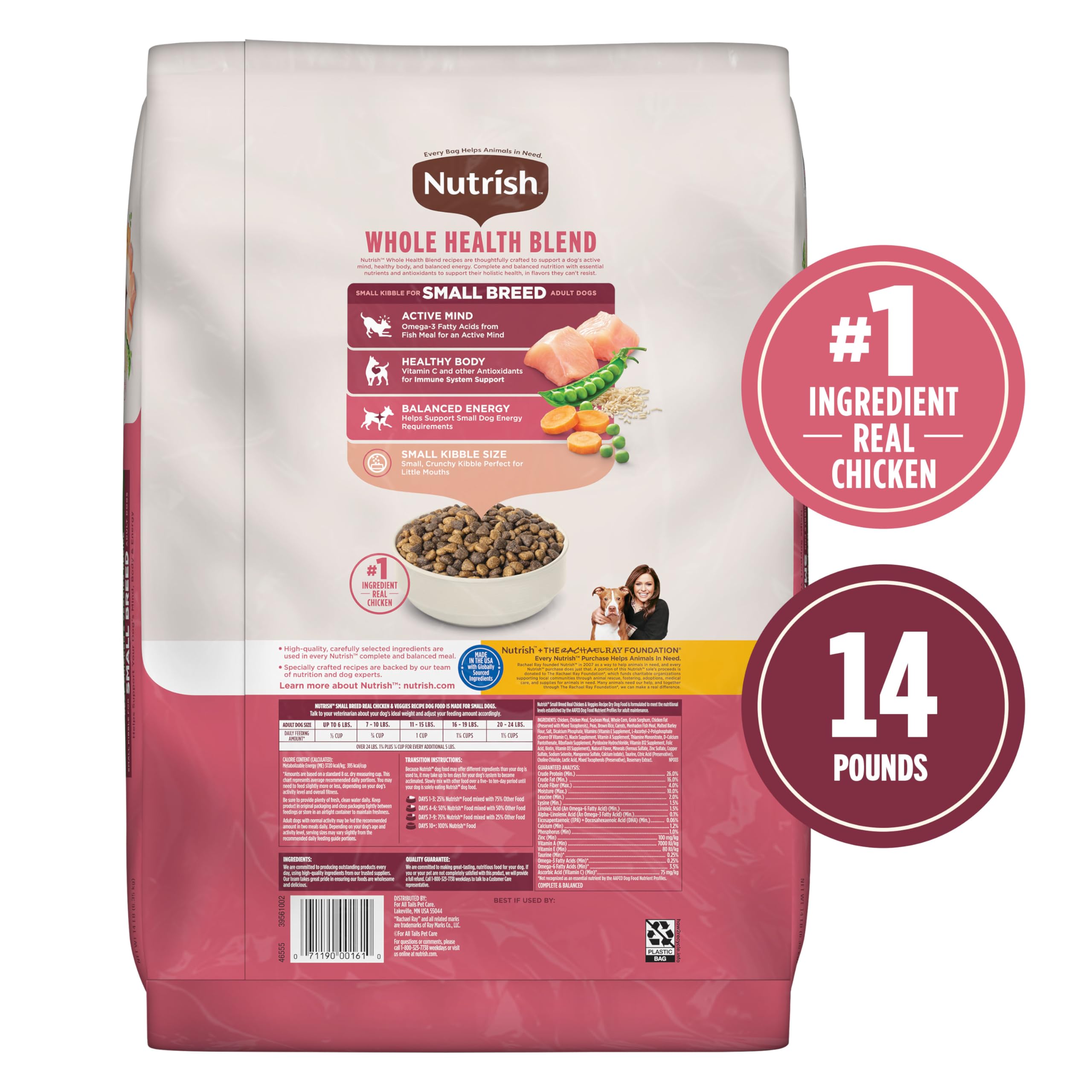 Rachael Ray Nutrish Little Bites Dry Dog Food, Chicken & Veggies Recipe for Small Breeds, 14 Pounds
