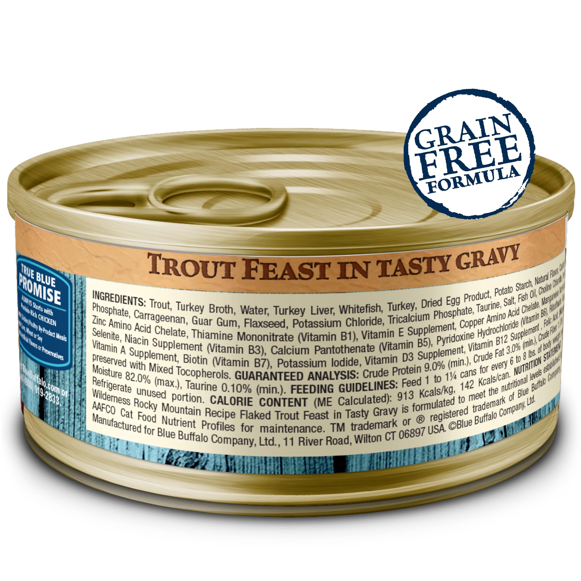 Blue Buffalo Wilderness Rocky Mountain Recipe Natural High Protein Wet Food for Adult Cats, Trout in Tasty Gravy, 5.5-oz cans, P