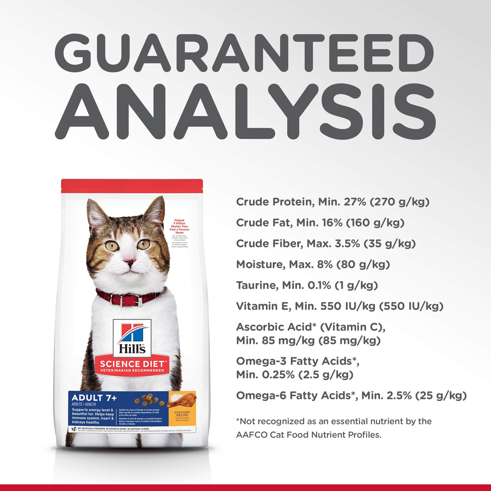 Hills Science Diet Adult 7+, Senior Adult 7+ Premium Nutrition, Dry Cat Food, Chicken Recipe, 4 lb Bag