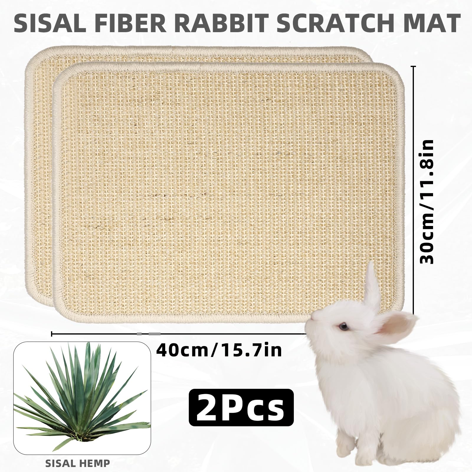 4 Pcs Rabbit Scratcher Mat, Rabbit Grass Mats For Rabbits Cage Accessories, Natural Sisal Cat Rabbit Scratching Pad, Natural Hay