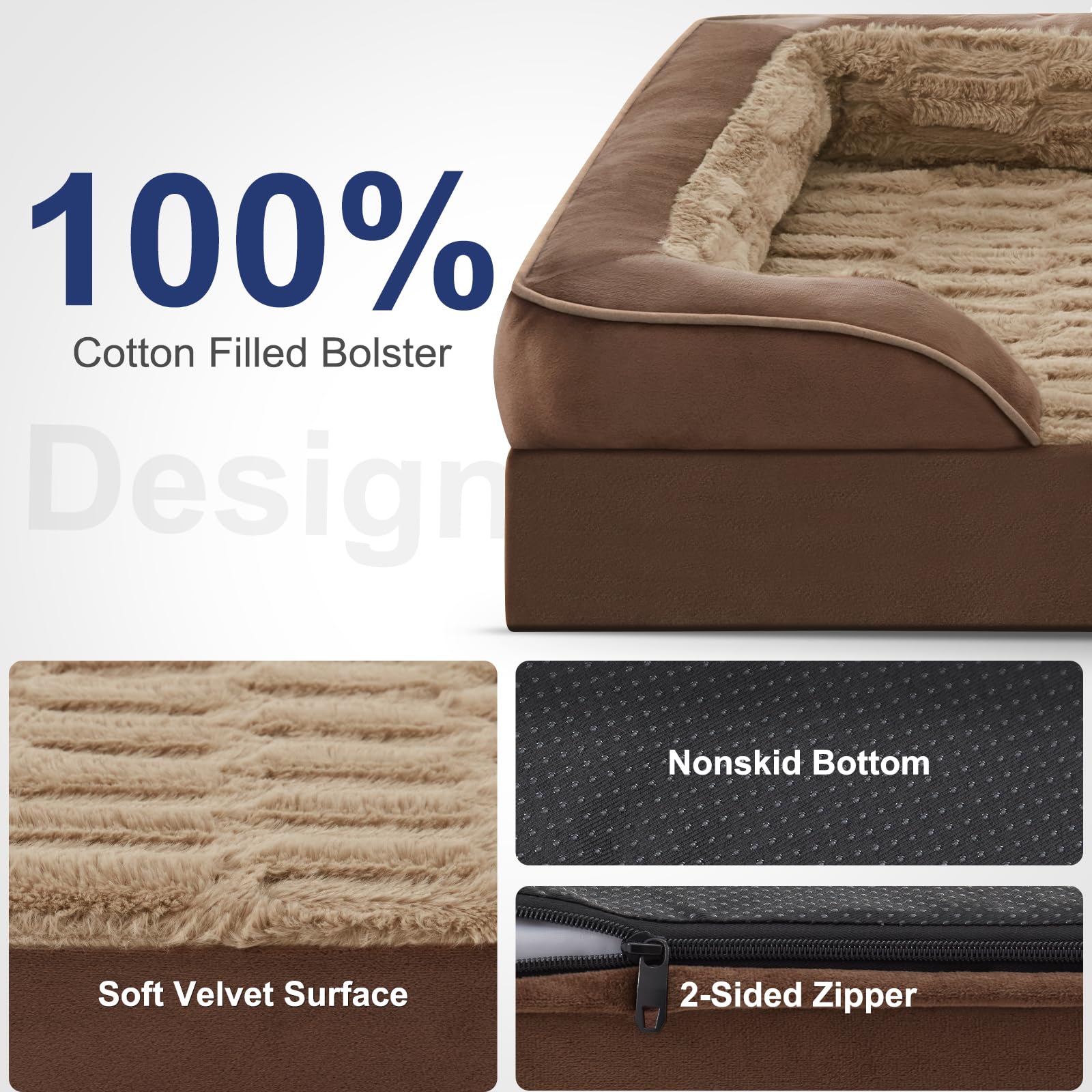 Furtime Orthopedic Dog Beds For Large Dogs, Egg Foam Dog Bed With Ultra Comfy Supportive Foam, Washable & Waterproof Pet Couch,