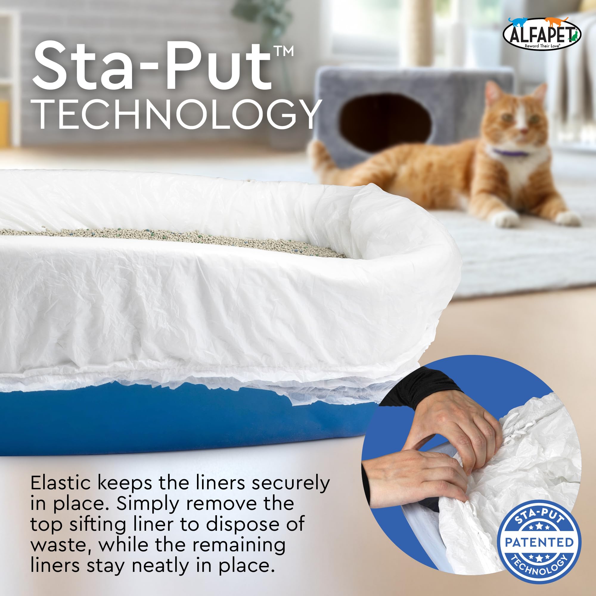 Alfapet Sifting Cat Litter Box Liners - Jumbo 15 Count, Pack Of 5 - Tear-Resistant Cat Litter Bags, Waterproof Kitty Litter Liners, Fits Litterbox Pan Sizes X-Large, X-Giant, 37' X 18' 30 Lb Capacity