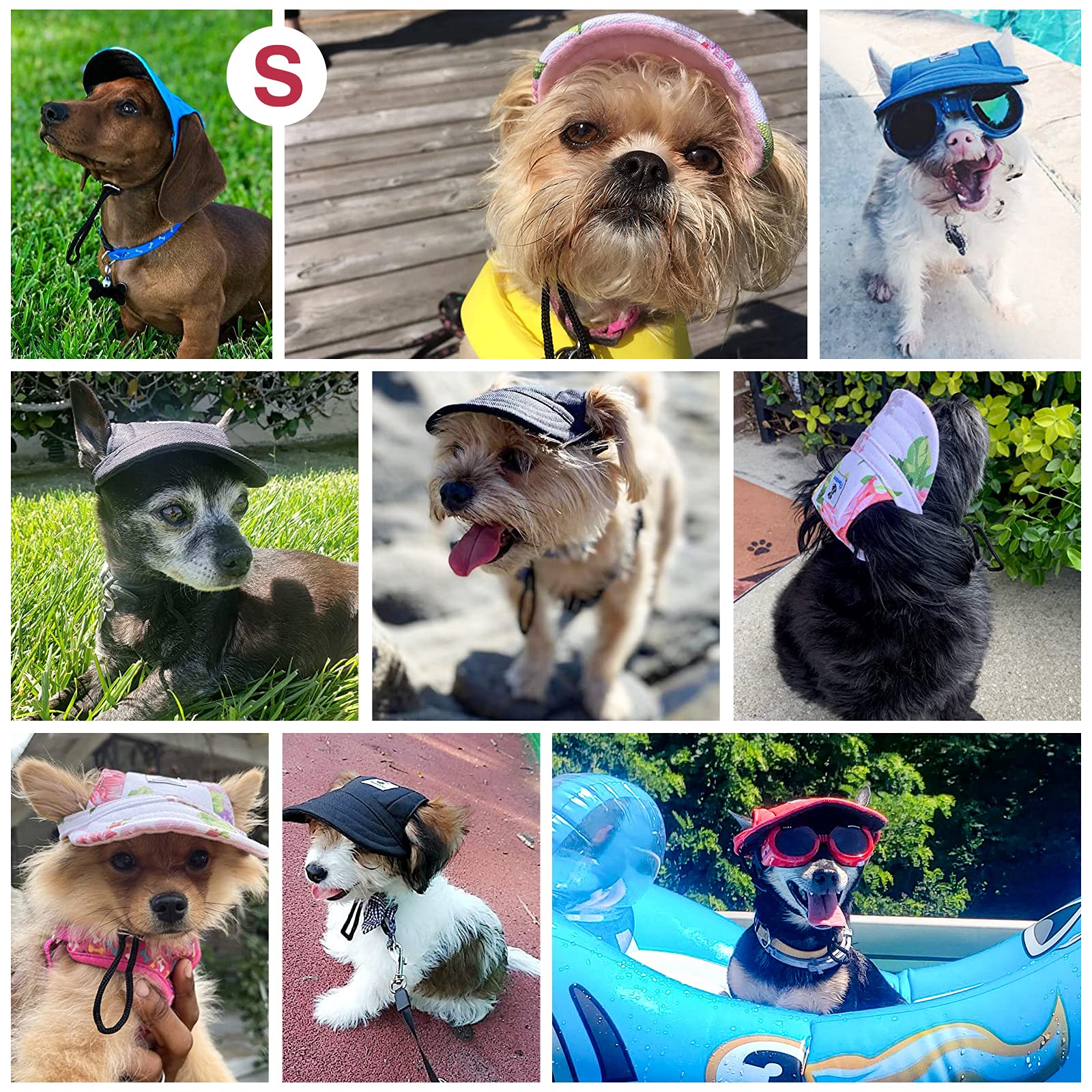 Pawaboo Dog Baseball Cap, Adjustable Dog Outdoor Sport Sun Protection Baseball Hat Cap Visor Sunbonnet Outfit With Ear Holes For Puppy Small Dogs, Small, Yellow
