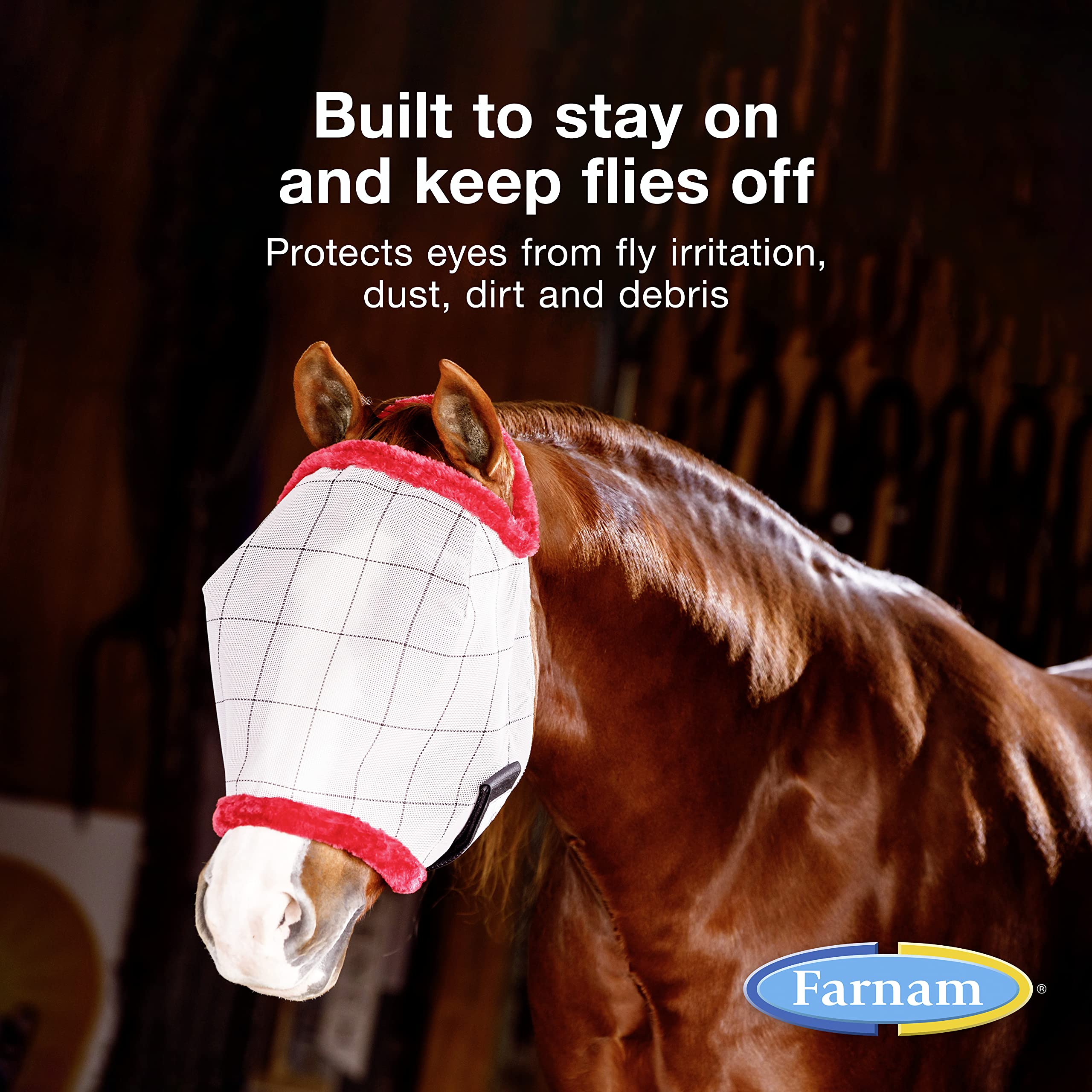 Farnam SuperMask II Fly Mask Without Ears for Foals, Full Face Coverage and Eye Protection from Insect Pests, Structured Classic