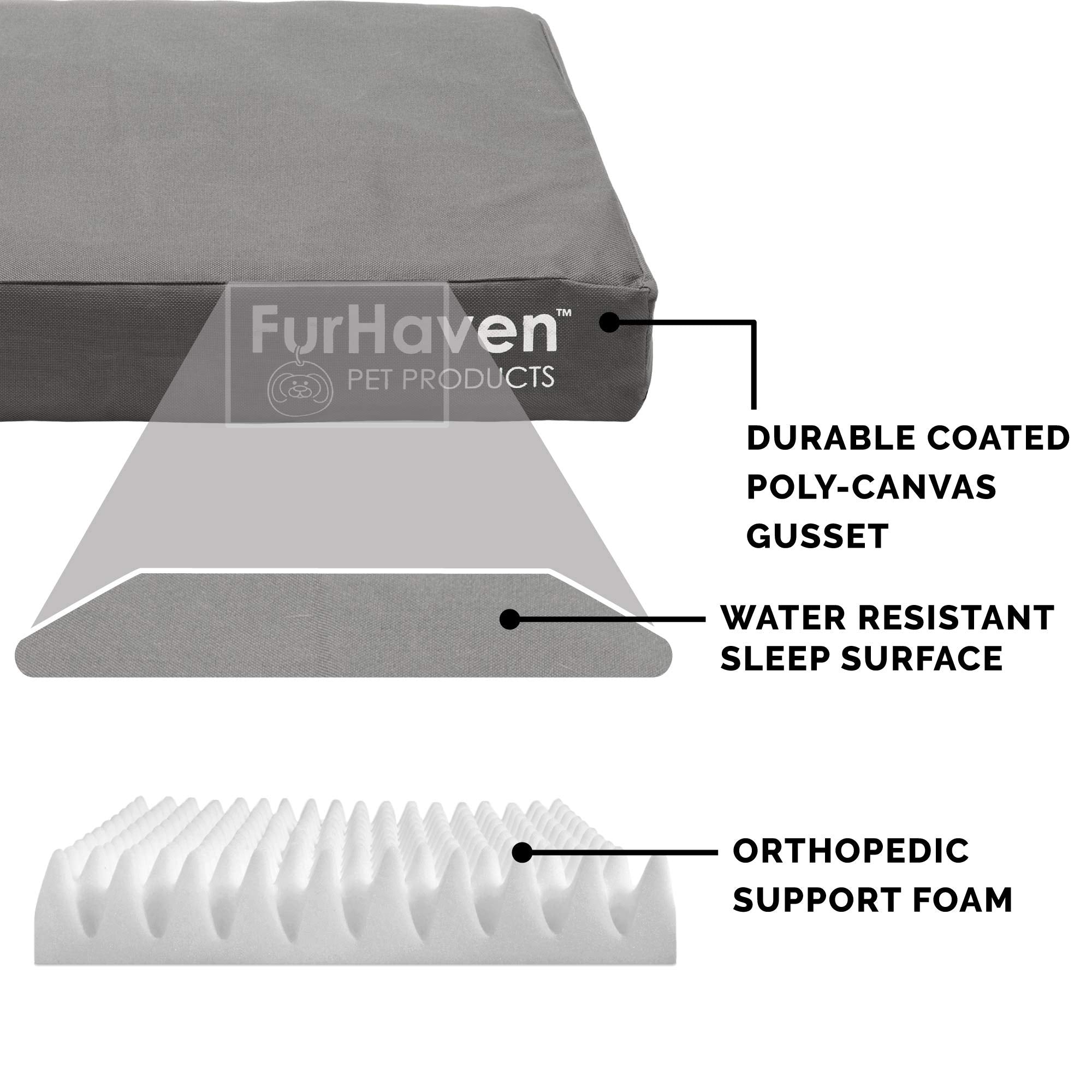 Furhaven Water-Resistant Orthopedic Dog Bed for Large/Medium Dogs w/ Removable Washable Cover, For Dogs Up to 55 lbs - Indoor/Ou