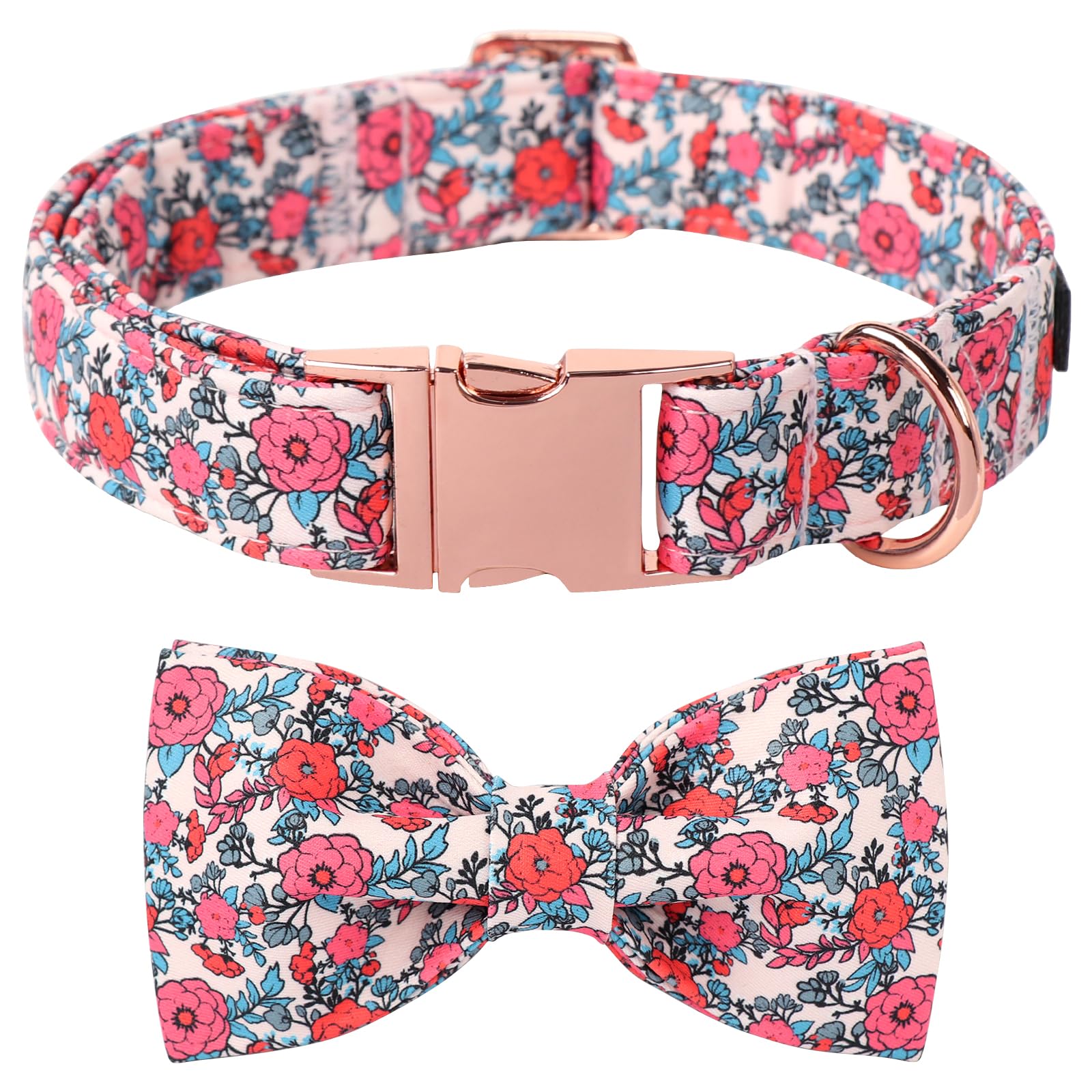Lionet Paws Pink Flower Dog Collar, Cute Spring Dog Collar For Girl For Small Dogs, Adjustable Cotton Flower Pet Puppy Collars F