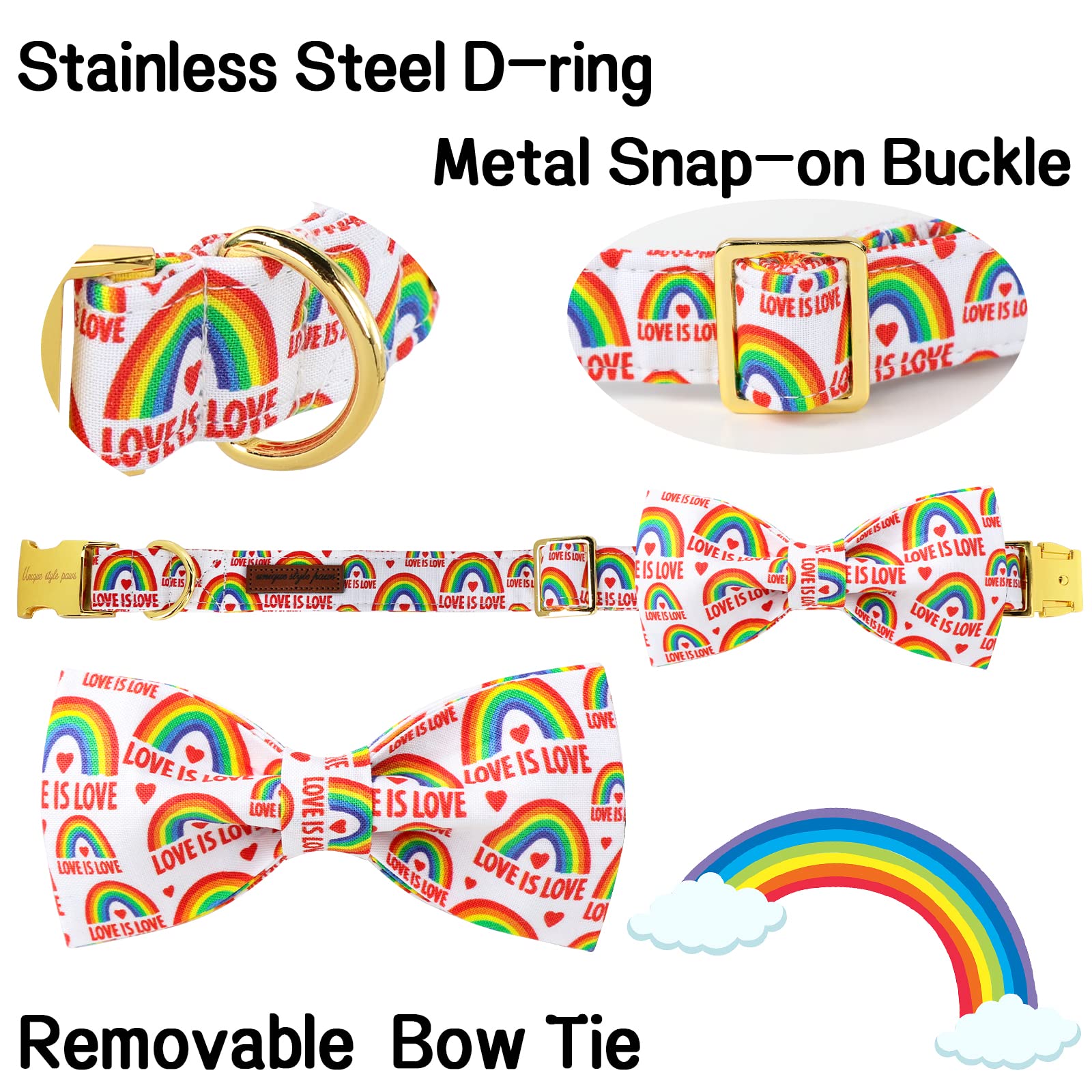 Unique Style Paws Pride Day Rainbow Dog Collar, Love Is Love Best For Small Medium Large Boys Girls Dogs