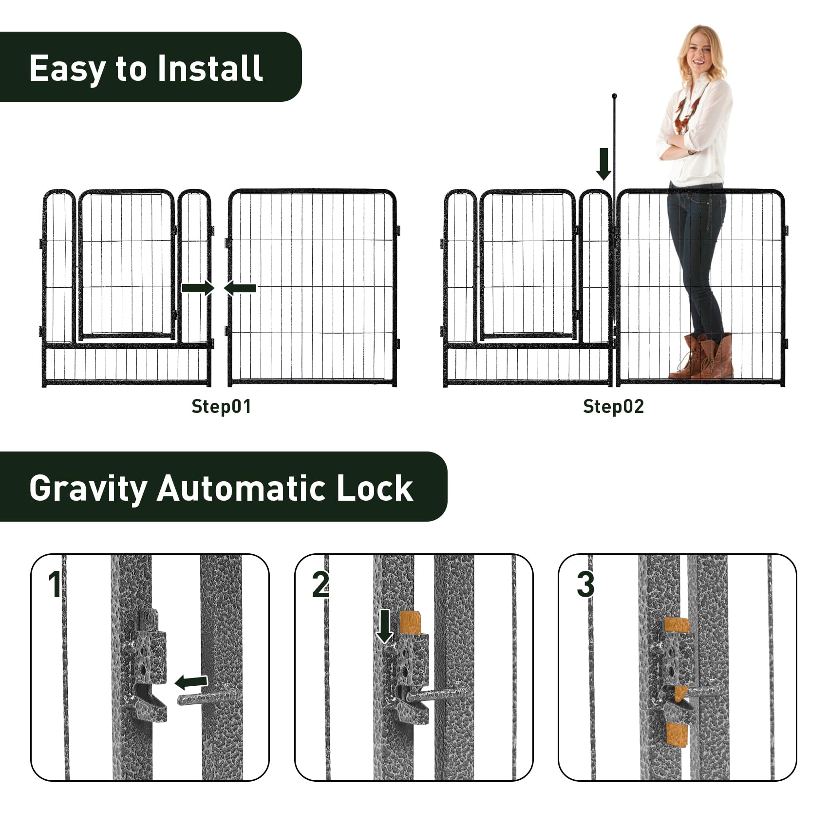 Mestyl Dog Playpen, 40'' Height 16 Panels Outdoor Pet Play Pen, Big Dog Exercise Play Pen For Large/Medium/Small Dogs, Foldable