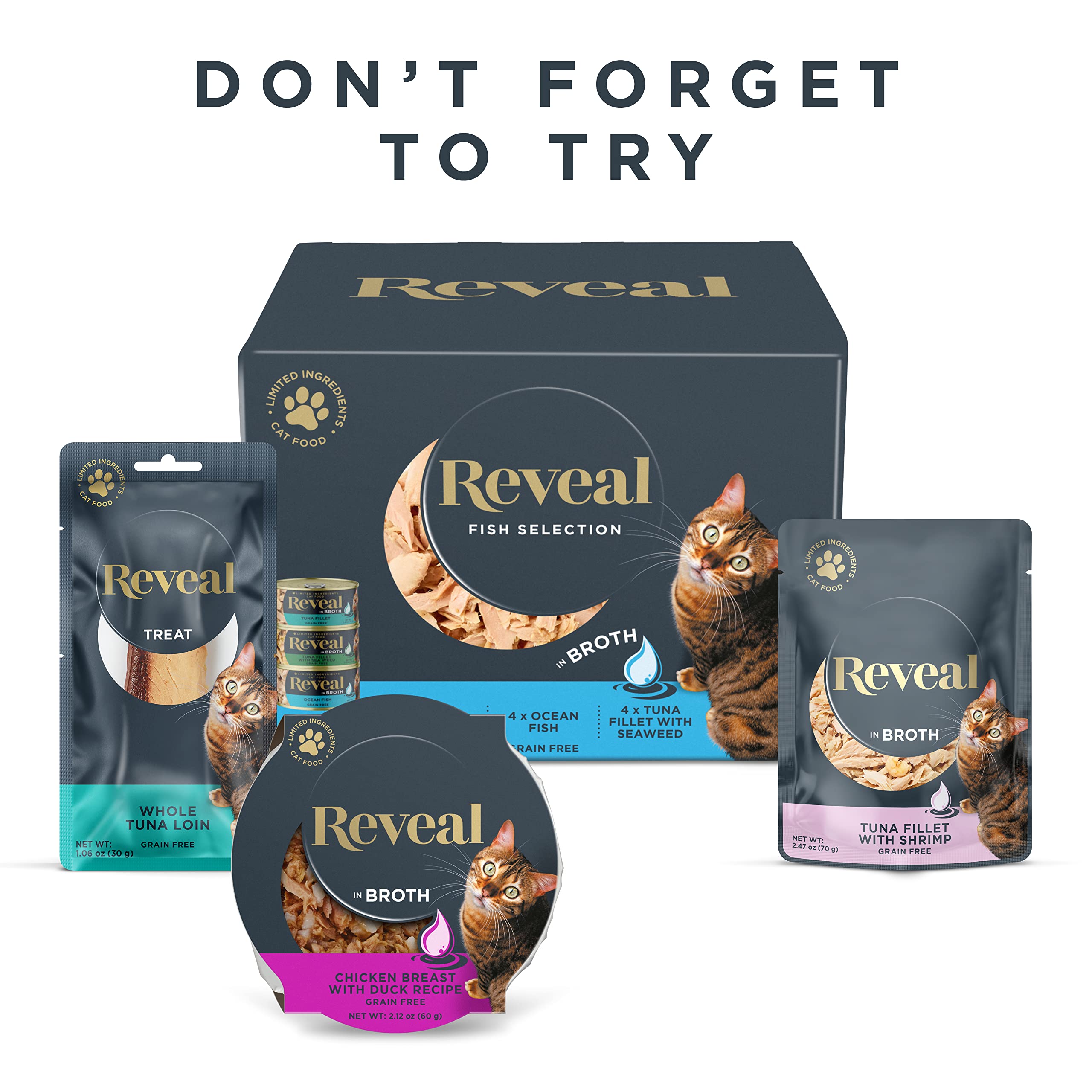 Reveal Natural Wet Cat Food, 18 Count, Grain Free, Limited Ingredient Cat Food Cups, Sardine with Mackerel in Broth, 2.12 oz Eas