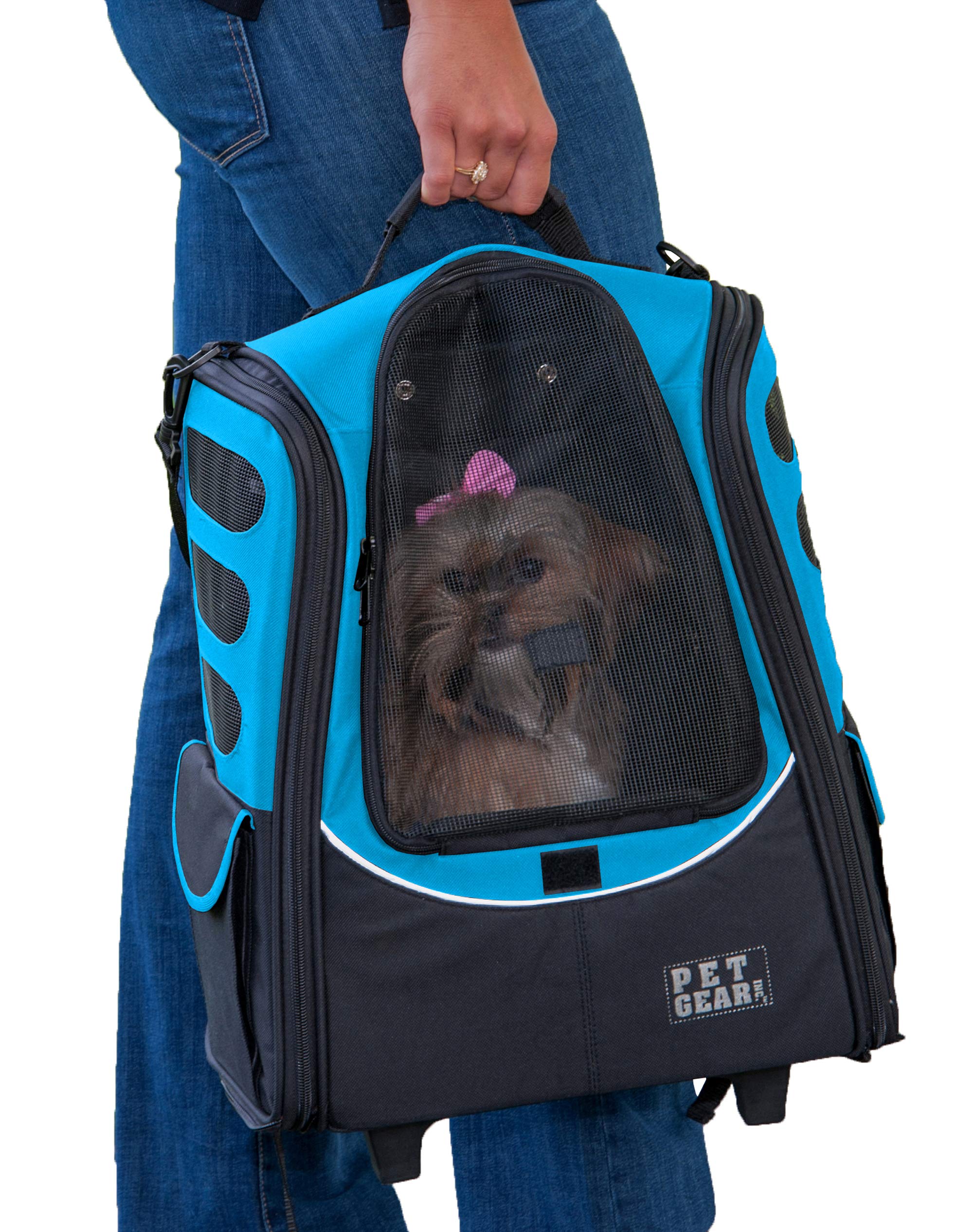 Pet Gear I-Go2 Escort Roller Backpack, Travel Carrier, Car Seat For Cats/Dogs, Mesh Ventilation, Included Tether, Telescoping Ha