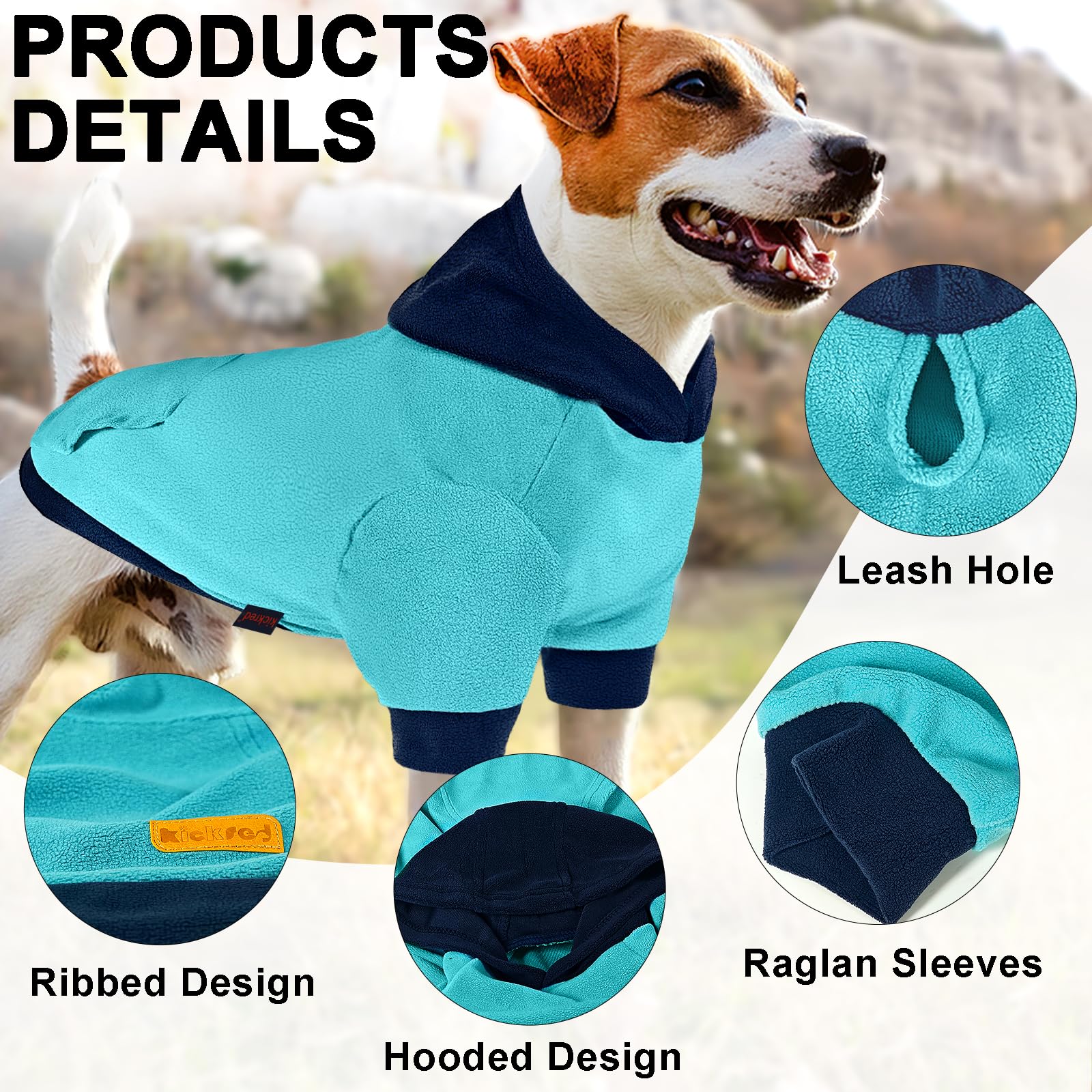 Kickred Dog Hoodie Sweatshirts, Fleece Warm Sweater For Dogs, Pet Warm Sweatshirt, Granular Velvet Sweater With Hat And Leash Ho