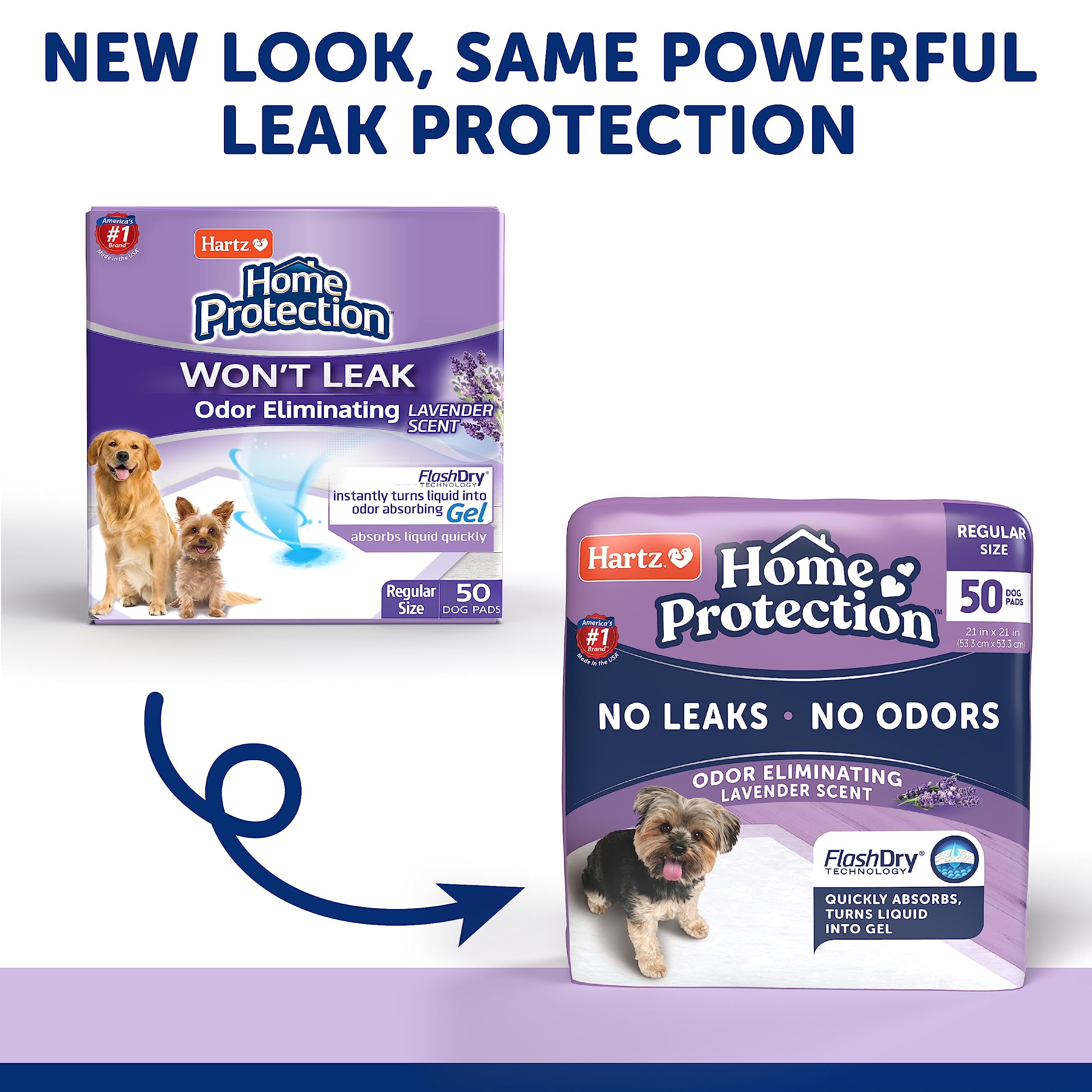 Hartz Home Protection Lavender Scented Dog Pads, 50 Count, Super Absorbent & Won'T Leak, Odor Eliminating