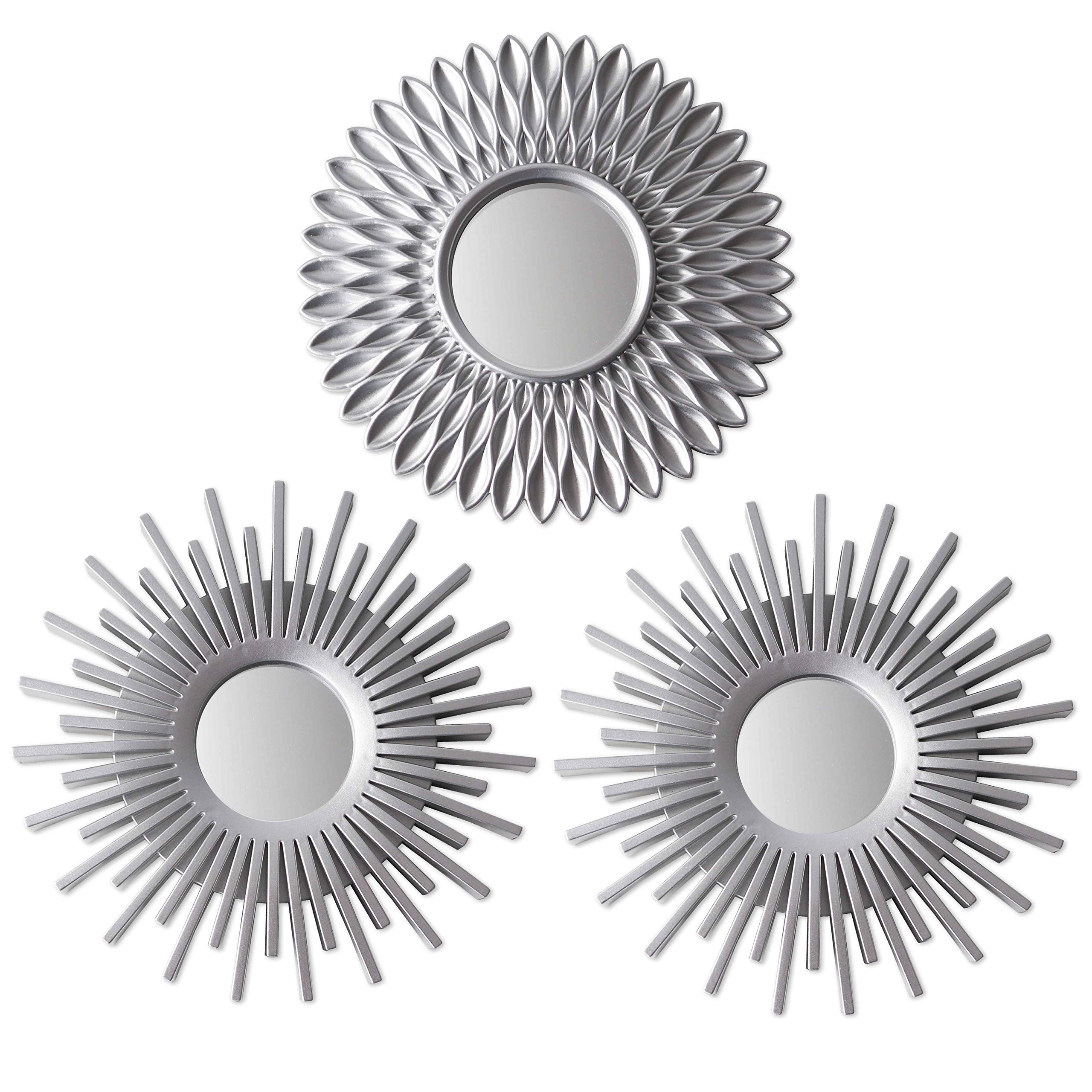 Bonnyco Wall Mirrors Pack Of 3 Silver Mirrors For Living Room, Home Decor For Bedroom  Mirrors Silver Wall Decor Round  Decorati