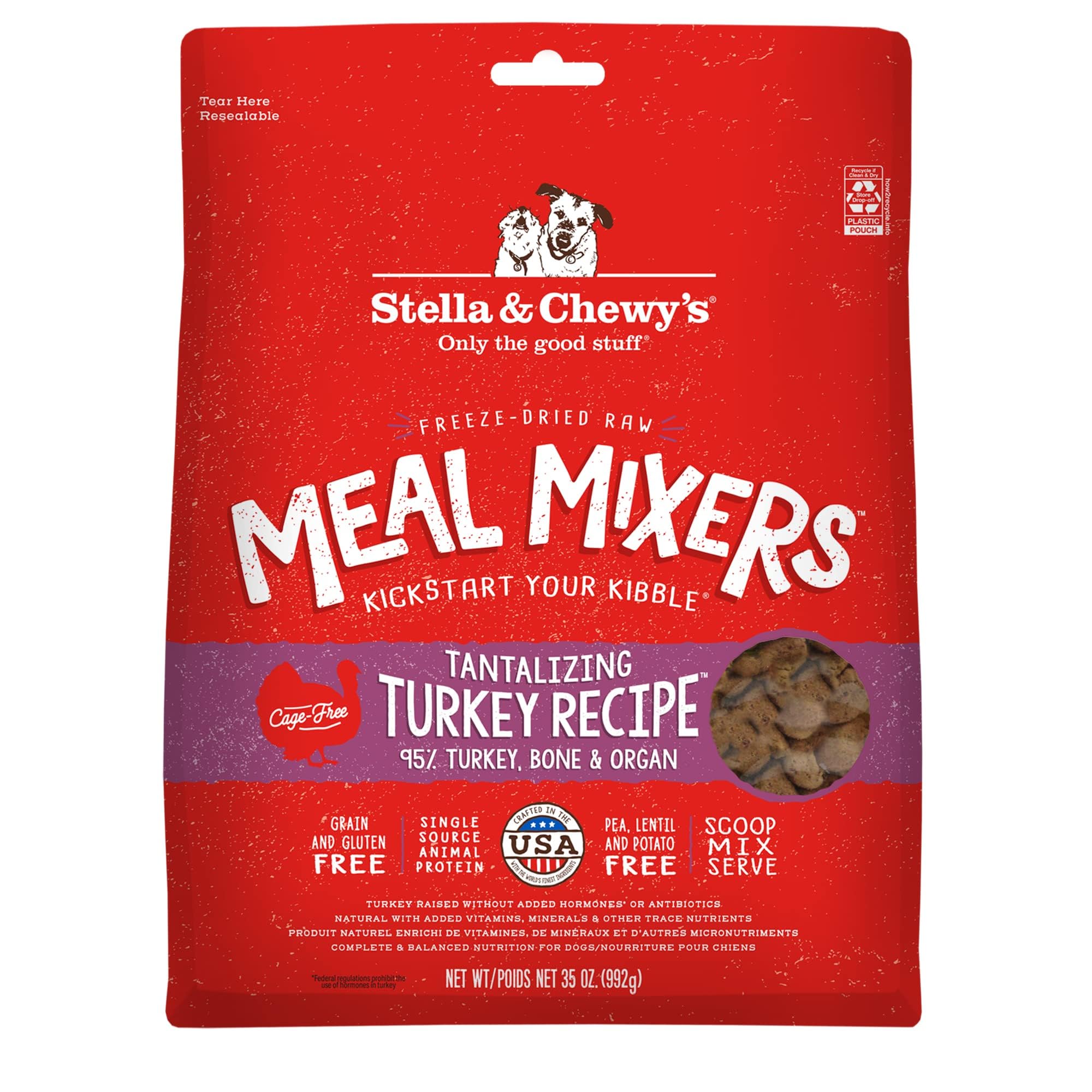Stella & Chewys Freeze Dried Raw Tantalizing Turkey Meal Mixer - Dog Food Topper for Small & Large Breeds - Grain Free, Protein