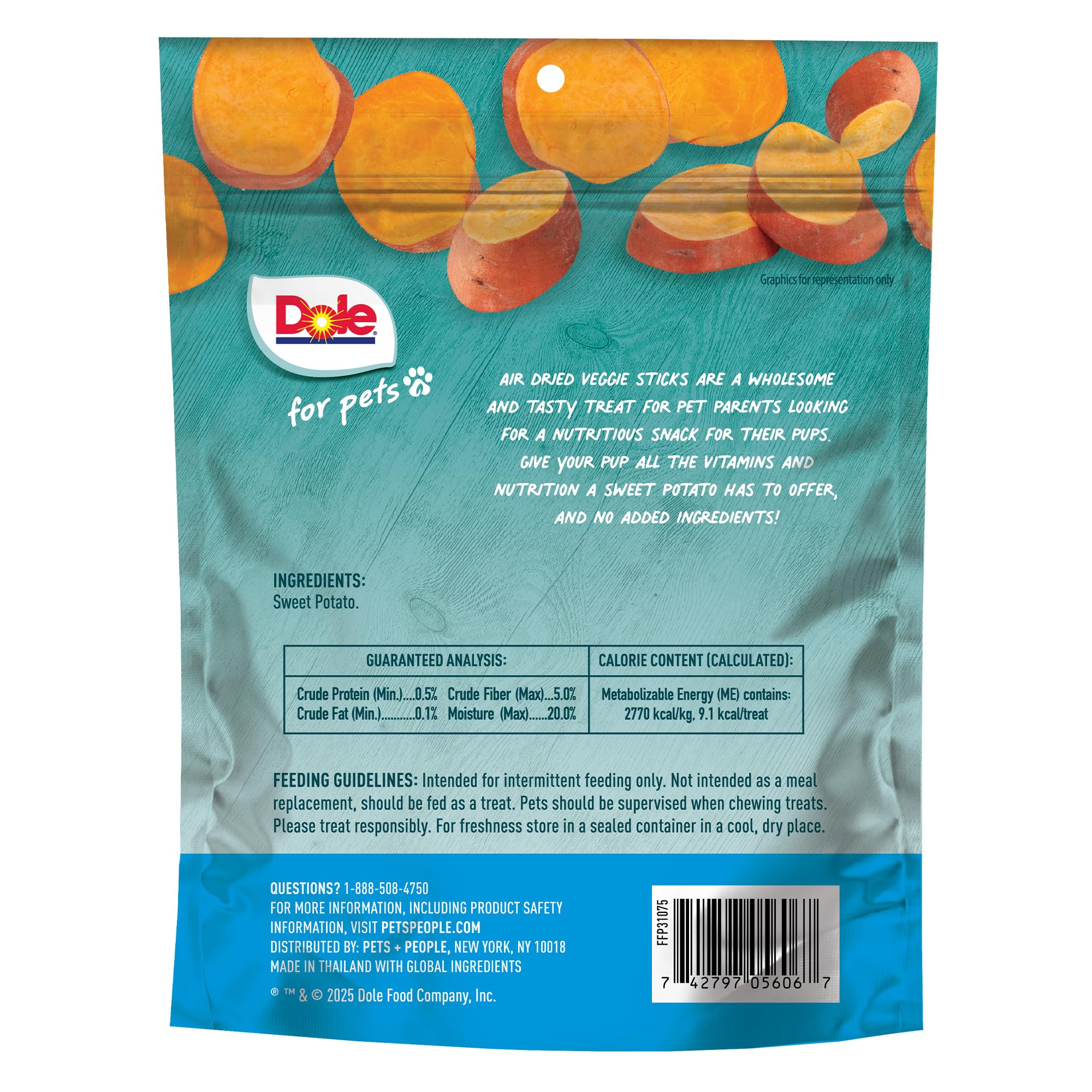 Dole for Pets Air Dried Sweet Potato Dog Treats, 6oz |Made with Real Sweet Potato, Single Ingredient, Limited Ingredient Dog Tre