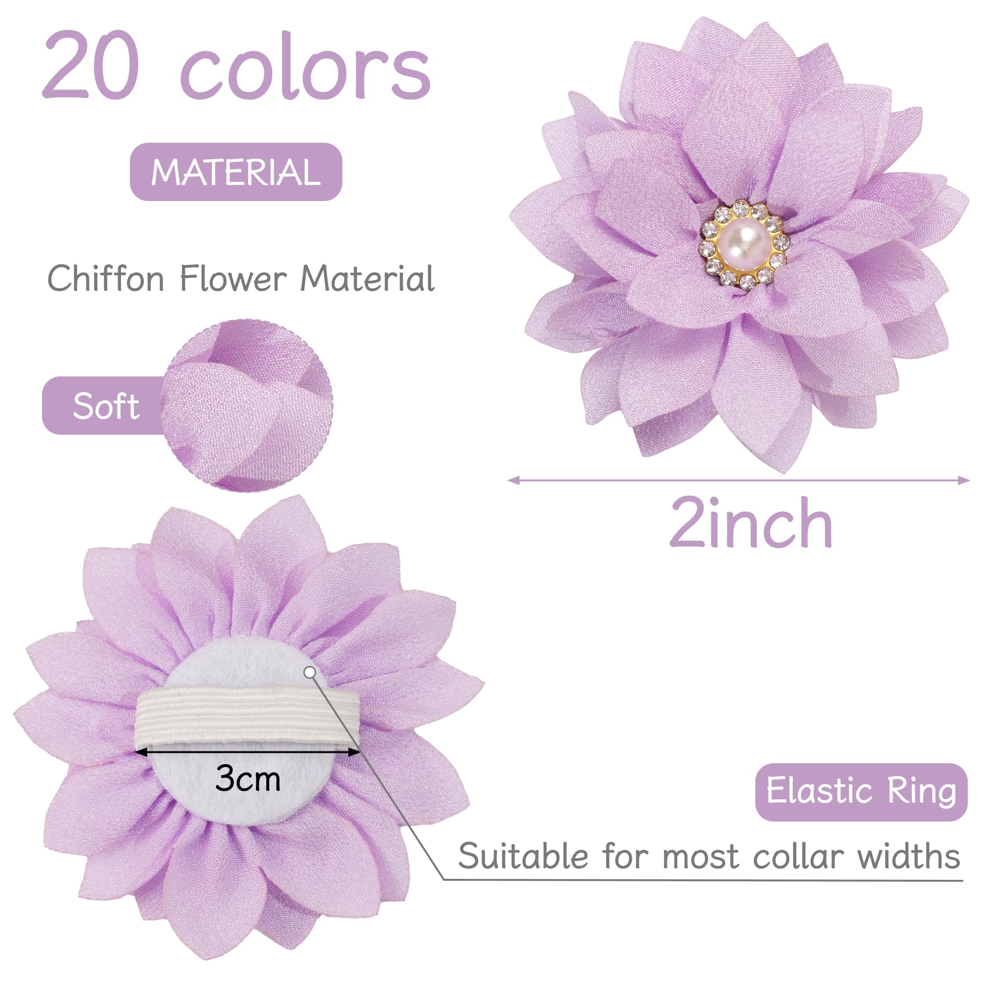 Yxiang 20 Pieces Dog Rhinestone Collar Flowers Bulk Pet Flower Bow Ties Multi-Color Dog Charms Flower For Cat Puppy Dog Collar G