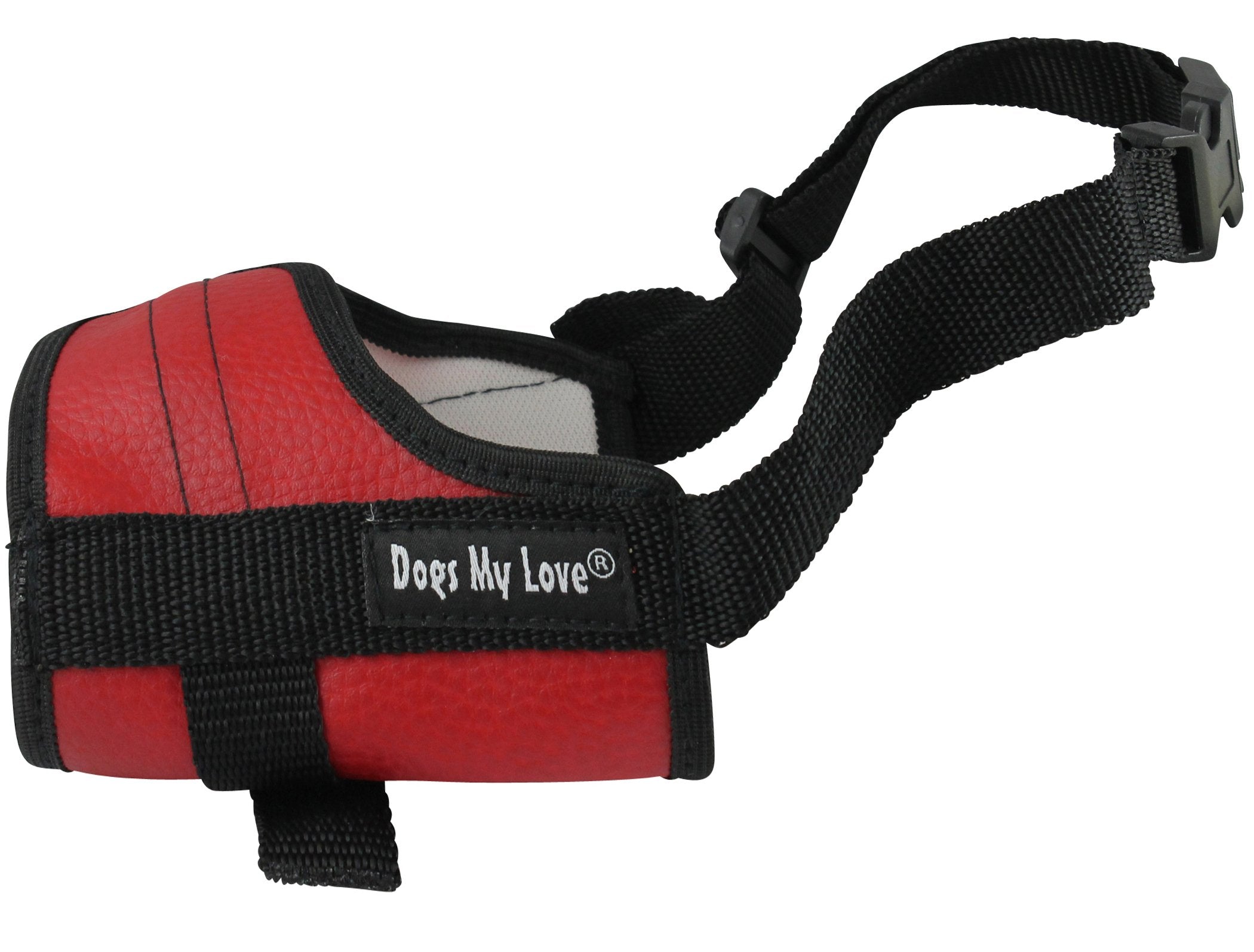 Adjustable Dog Muzzle 6 Sizes Red (XXS: 4.5-6.5 Snout Circumf.)