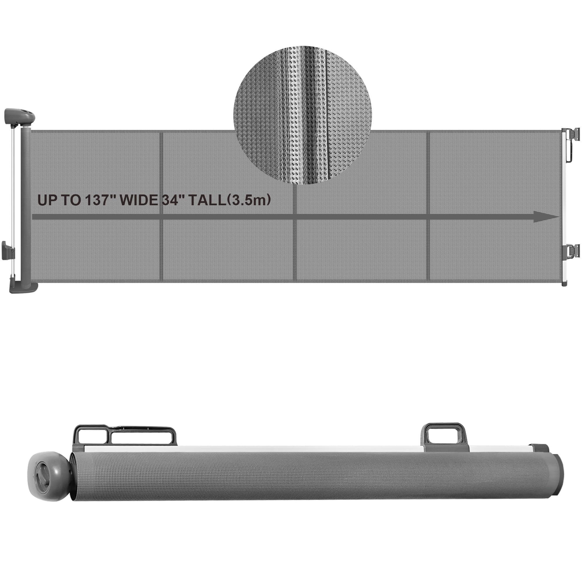 Retractable Dog Gates 137 Extra Wide Baby Gate with Reinforced Strip for Stair Indoor Outdoor, 34 Tall Retractable Mesh Pets and