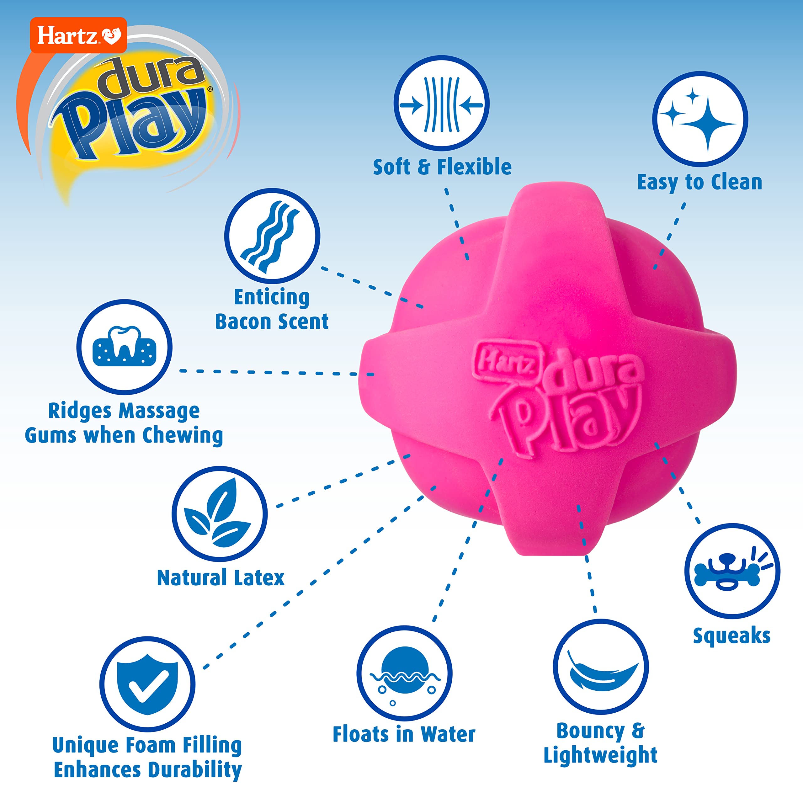 Hartz Duraplay Bacon Scented Dog Toys, Large 1 Count