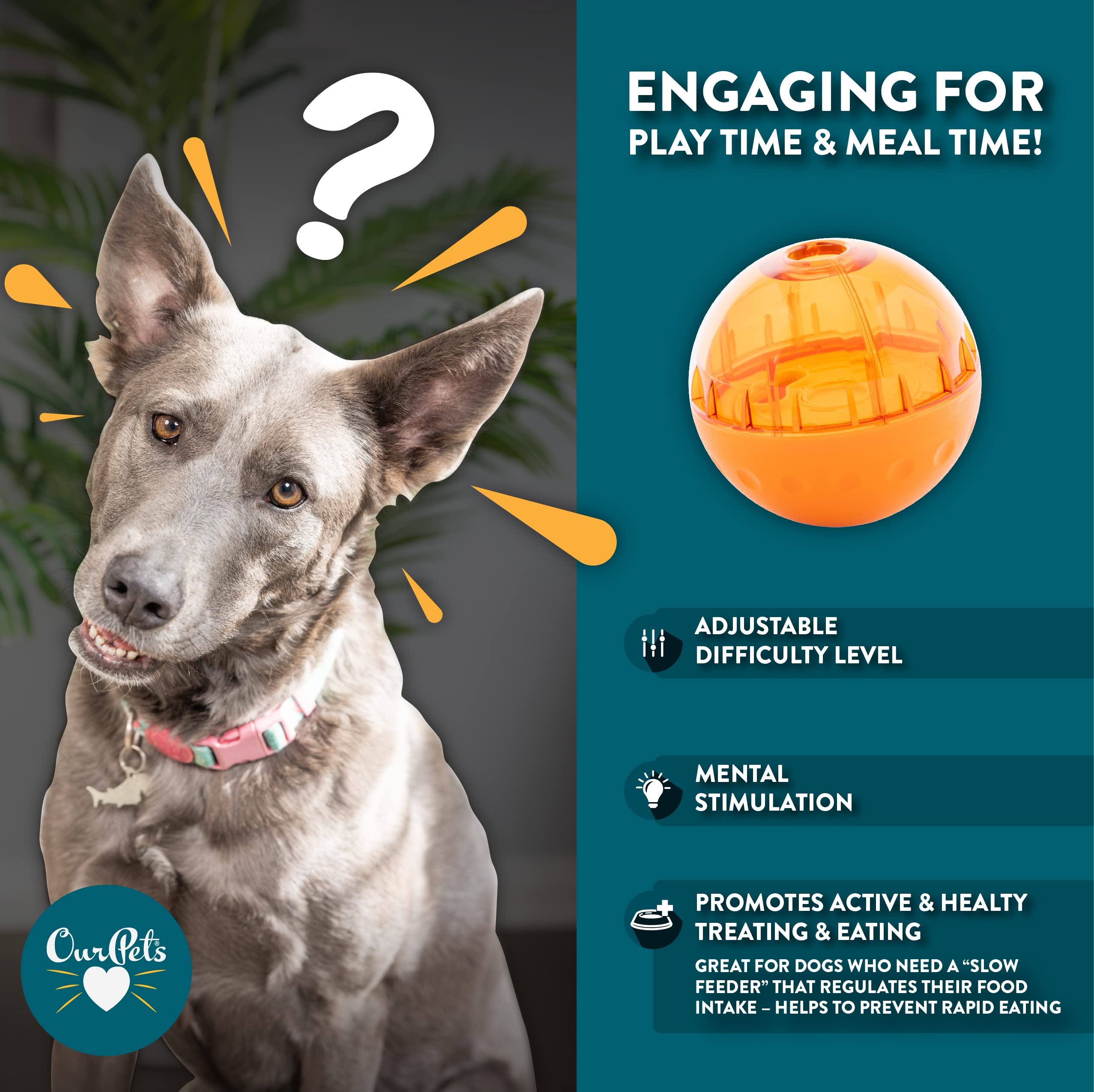 OurPets IQ Treat Ball Interactive Food Dispensing Dog Toy , Assorted Colors