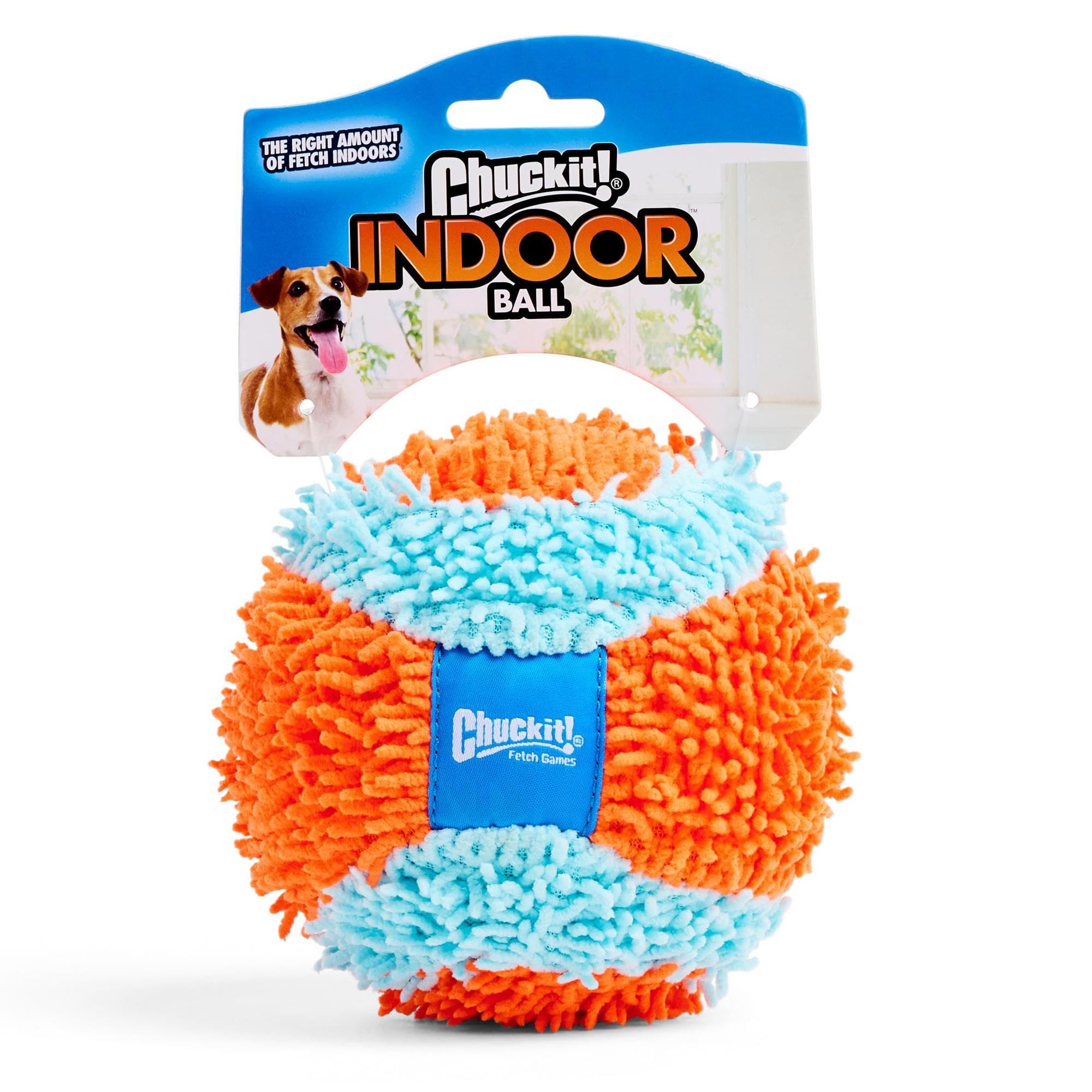 Chuckit! Indoor Fetch Ball Dog Toy For Dogs - Interactive Dog Toys For Boredom, 4.75 Inch, Orange And Blue