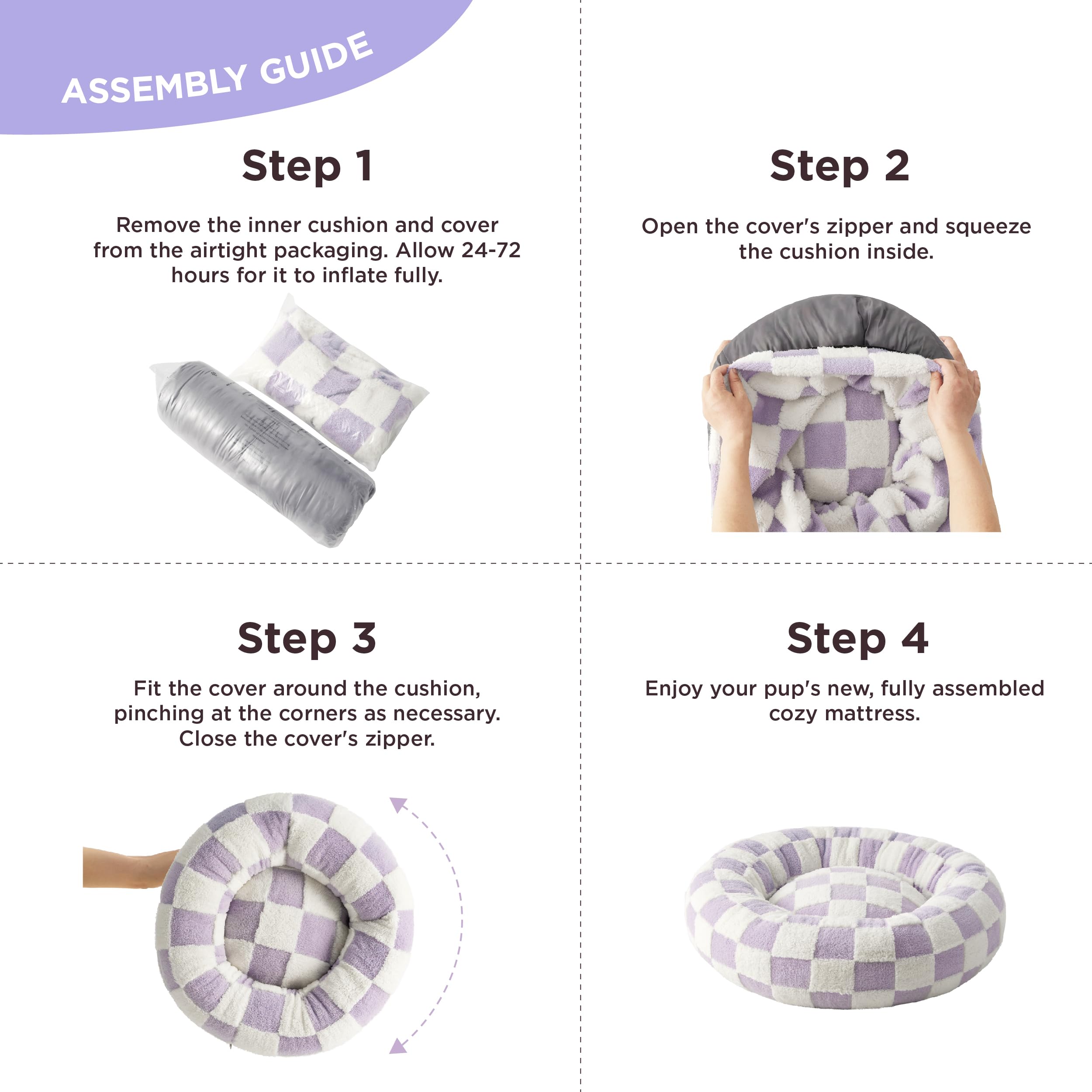 Lesure Donut Small Dog Bed - Round Cat Beds For Indoor Cats Calming Pet Beds, Cute Modern Beds With Jacquard Shaggy Plush & Anti