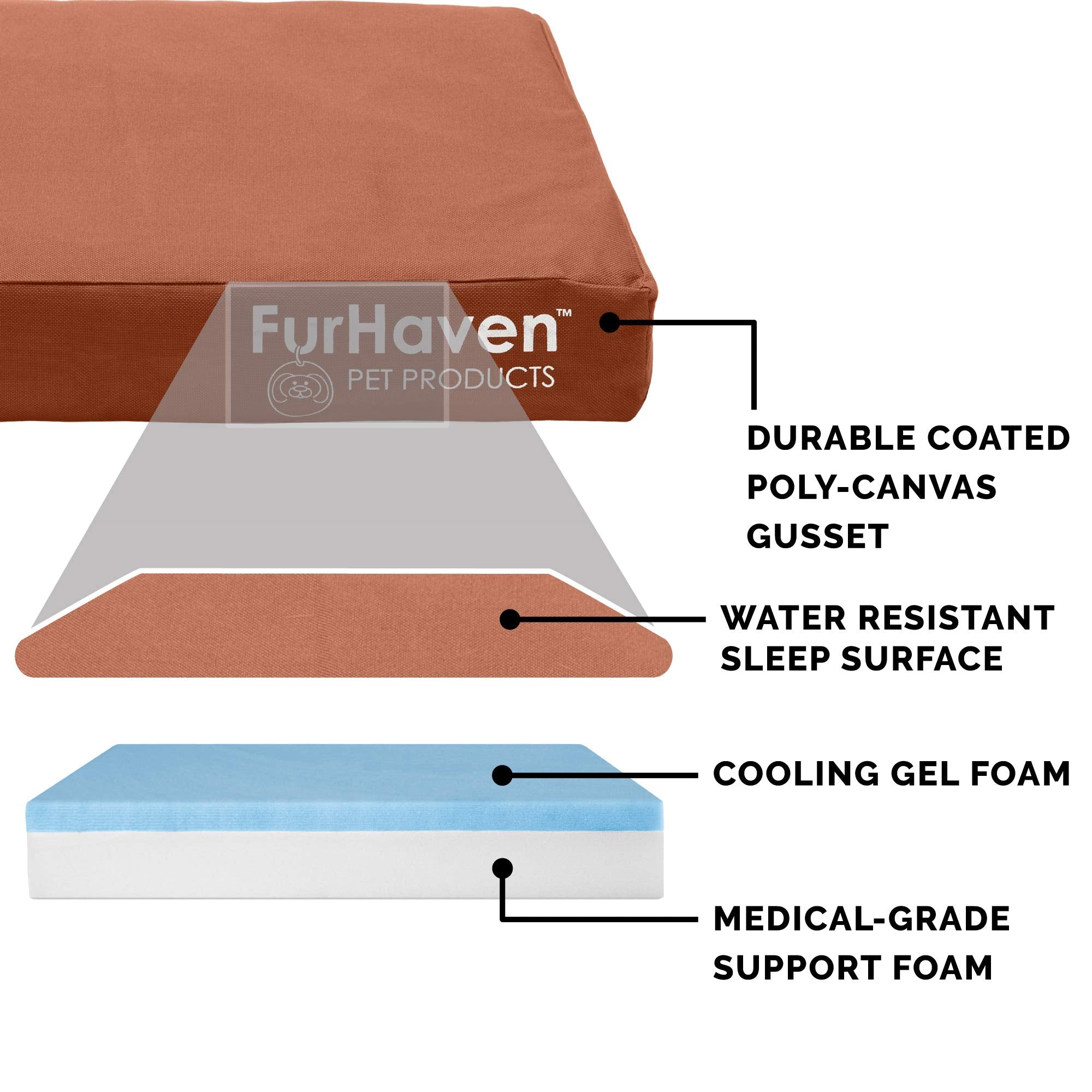 Furhaven Water-Resistant Cooling Gel Dog Bed for Large/Medium Dogs w/ Removable Washable Cover, For Dogs Up to 55 lbs - Indoor/O