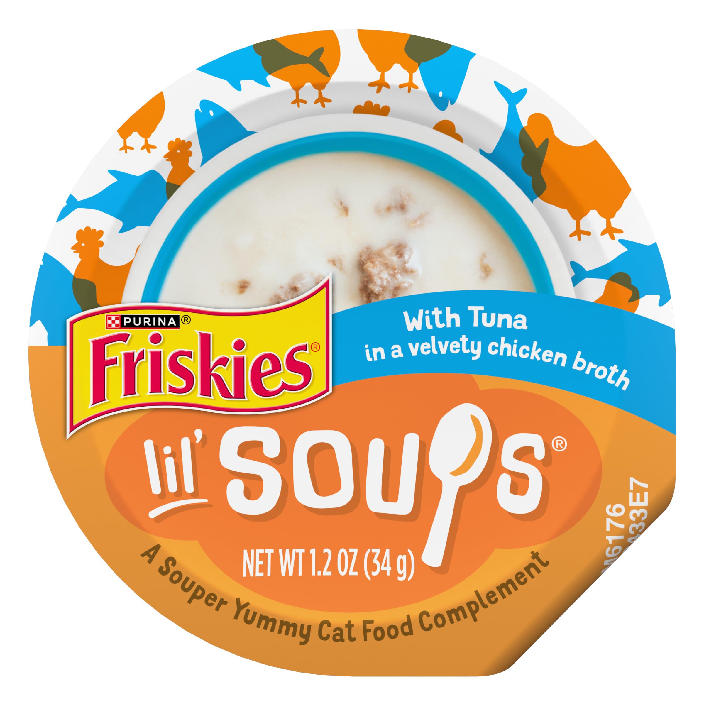 Purina Friskies Natural, Grain Free Lickable Cat Treats Lil Soups With Tuna in Chicken Broth - (Pack of 8) 1.2 oz. Cups