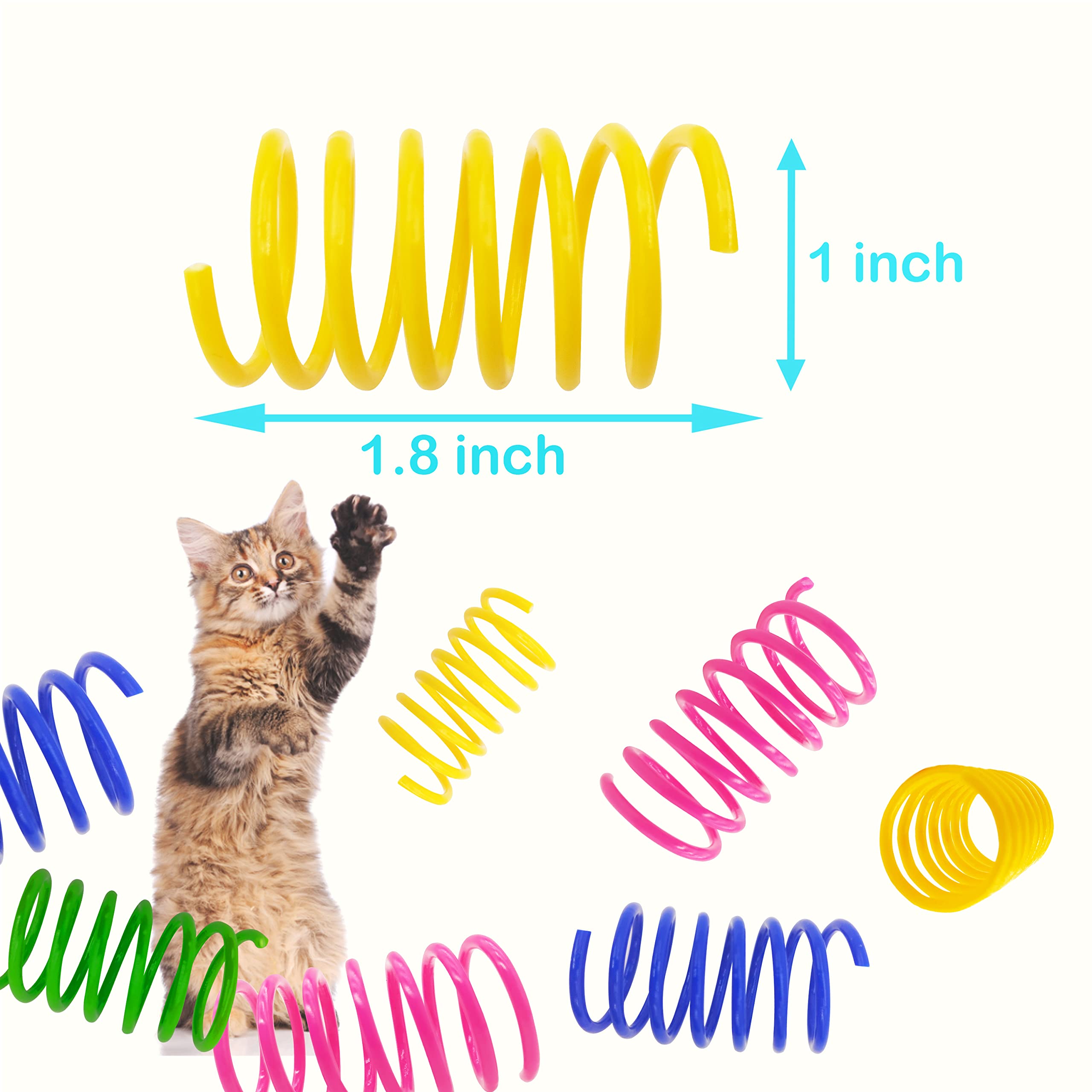 Quvovid Cat Spring Toys 40 Packs Colorful Plastic Spring Coils Attract Cats To Swat, Bite, Cat Toys For Indoor Cats For All Bree