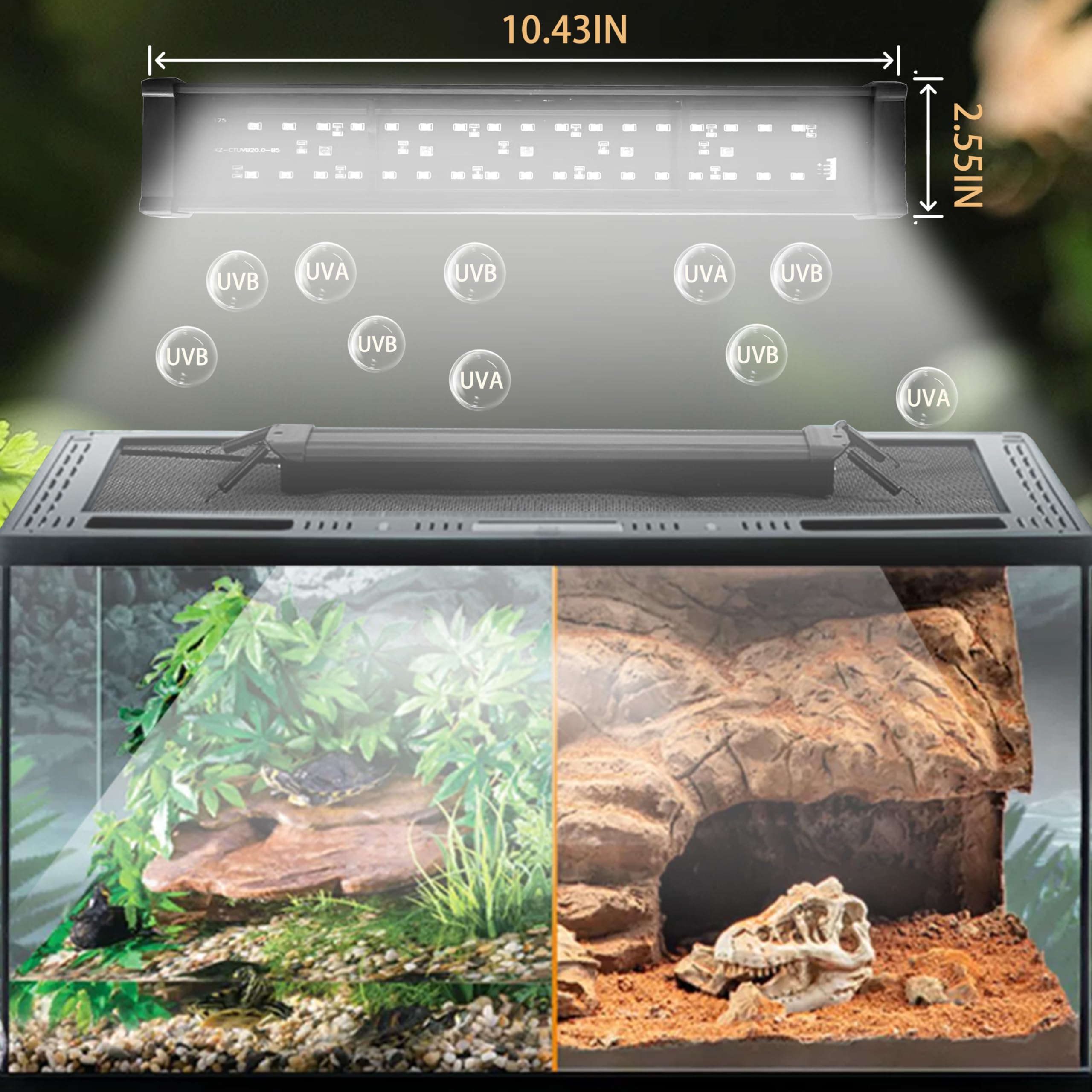 12-In Premium Intensity Uvb 20.0 Led Uva Uvb Light Bar For Reptile With Dimming Controller, 15W Led Uvb Reptile Light, Bright Ad