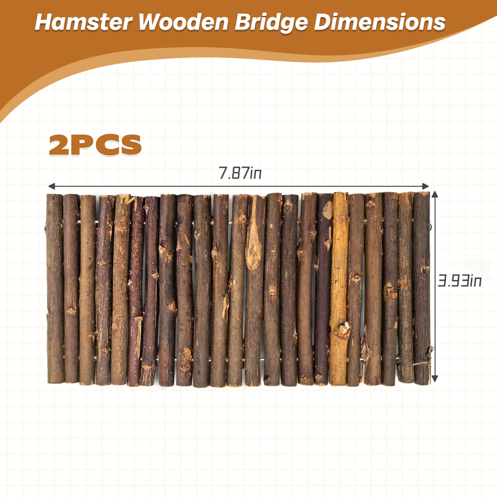 Pinvnby Hamster Toys, Wooden Hamster Ladder Bridge Tunnel Hide, Hamster Cage Accessories For Chinchillas Guinea Pigs Hamster Mouse Rat Ferre, Rodents Natural Hideout For Small Animals (2Pack)