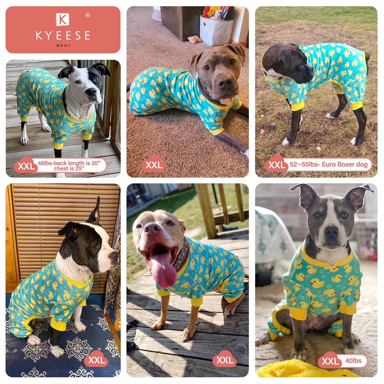 Kyeese Dog Pajama For Medium Dogs Yellow Duck Soft Material Stretchable Dog Pajamas Onesie Dog Apparel