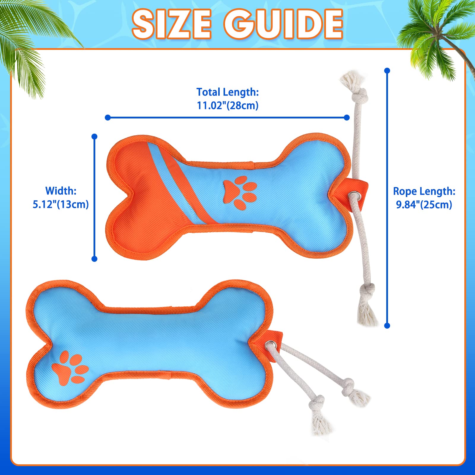 Bingpet Dog Pool Floating Toys 2 Pack - Durable Fetch Water Toys, Bone Shaped Squeaky Dog Toy With Rope For Dog Summer Pool Inte