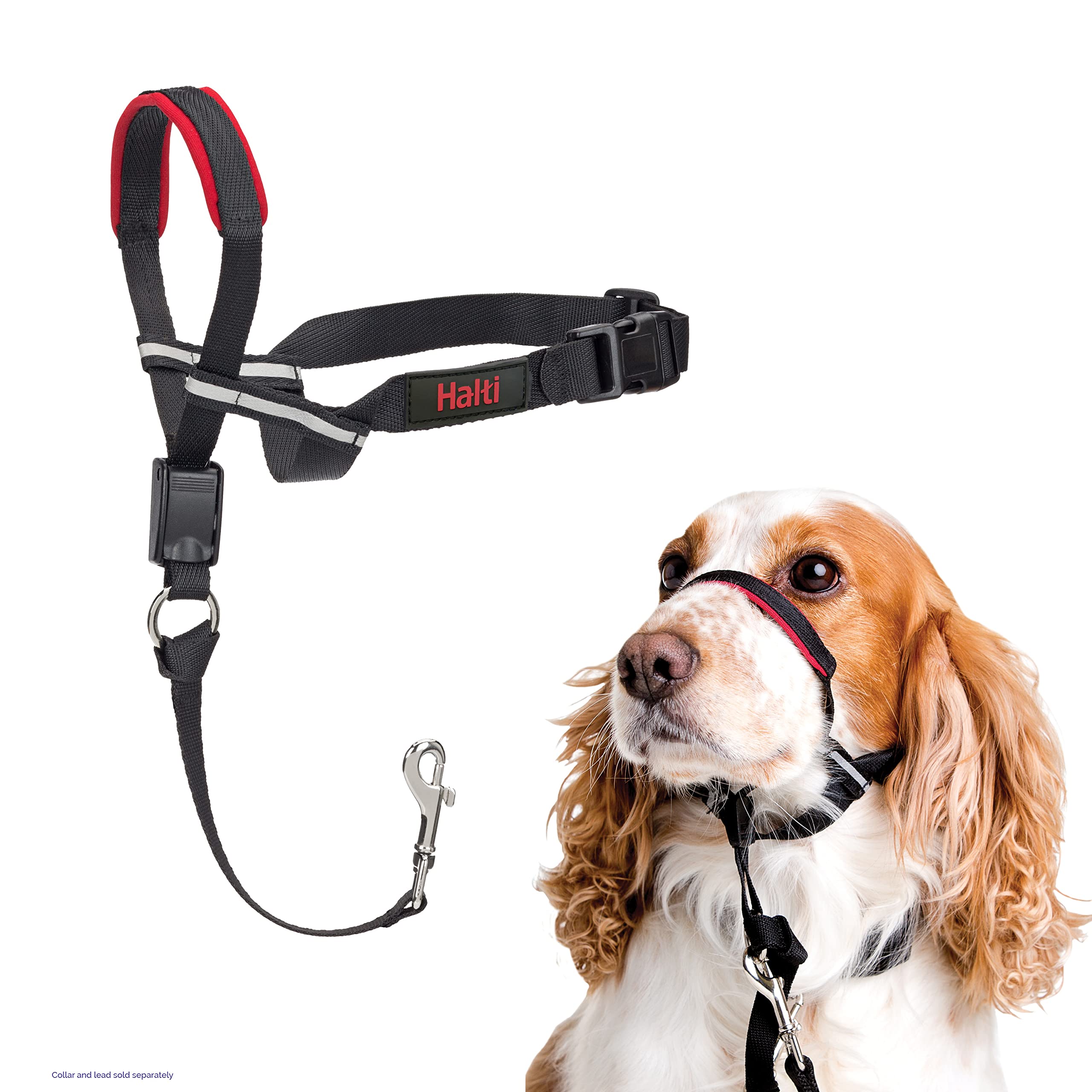 Halti Optifit Headcollar - To Stop Your Dog Pulling On The Leash. Adjustable, Reflective And Lightweight, With Padded Nose Band. Dog Training Anti-Pull Collar For Medium Dogs (Size Medium)