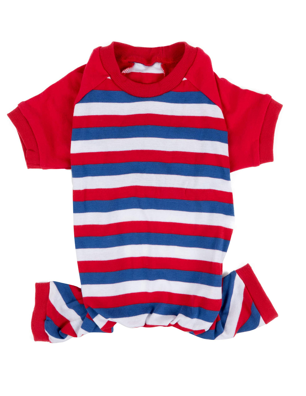 Leveret Matching Dog Pajamas Christmas Pjs 100% Cotton Red/White/Blue Stripes Size X-Small