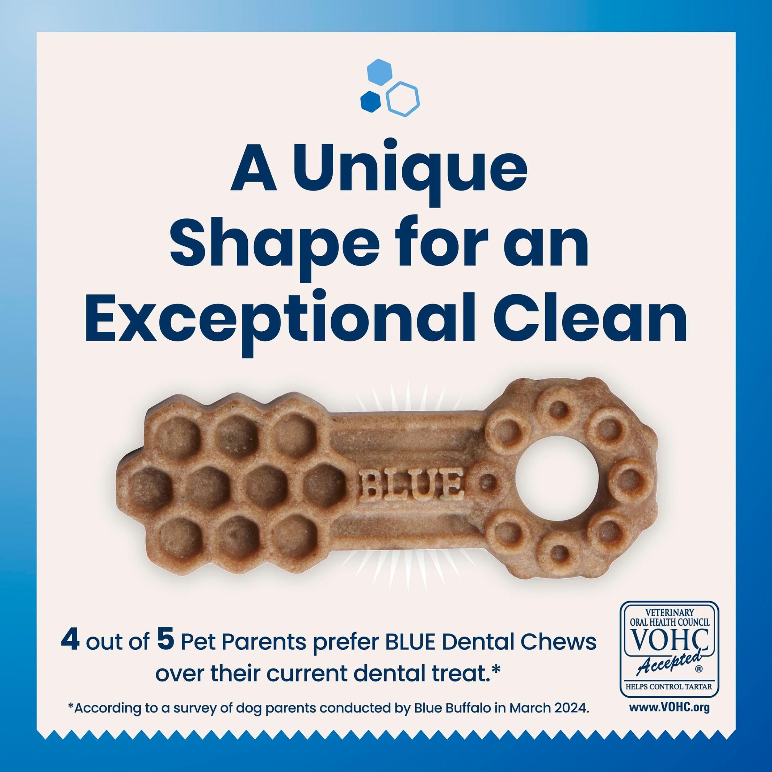 Blue Buffalo Dental Chews Large Natural Dog Treats, Chicken & Spearmint 33-oz Bag (21 Count)