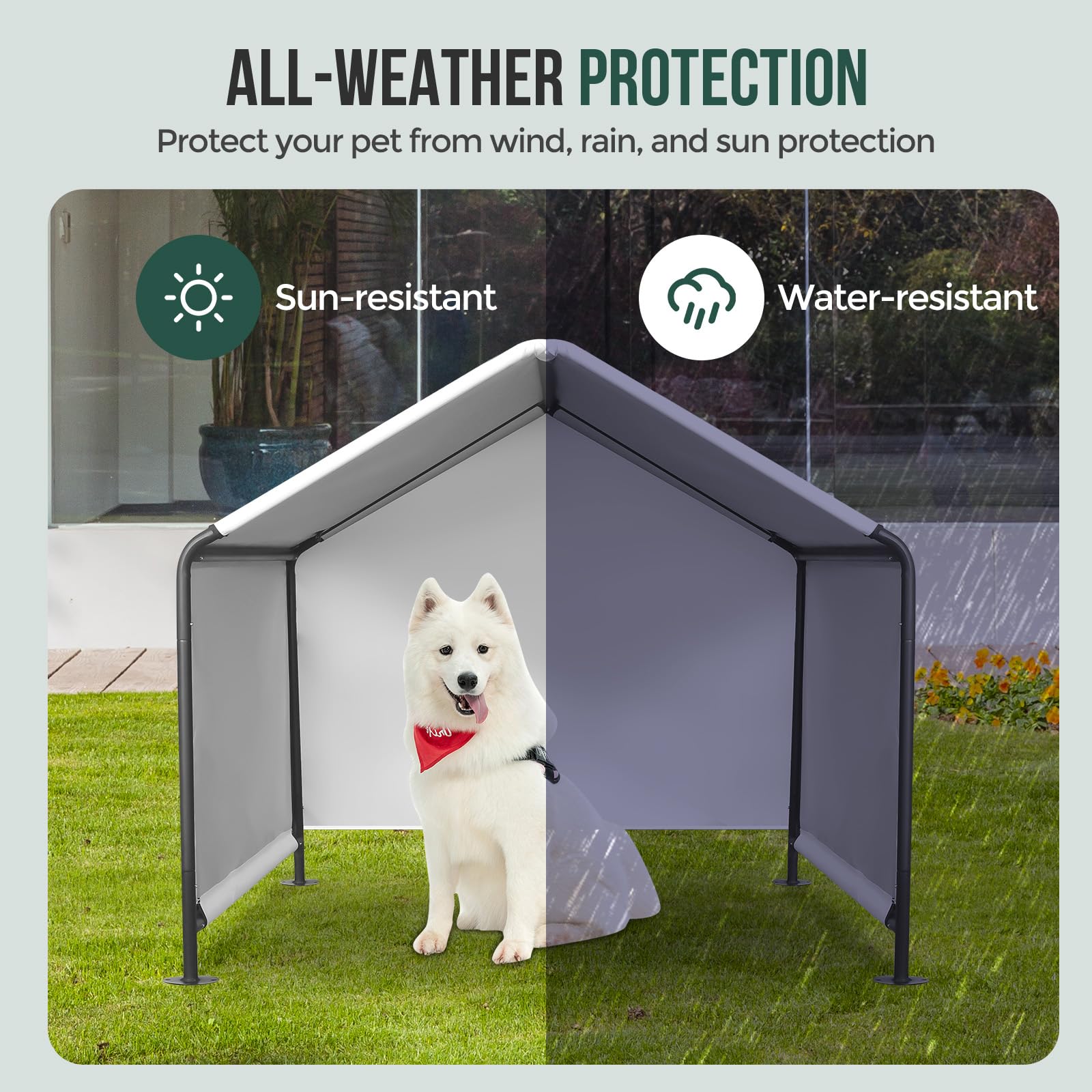 Dog Shade Shelter Outdoor Dog House With Upgraded Door Weatherproof Dog Tent For Large Medium Small Dogs, Cats, Small Animals