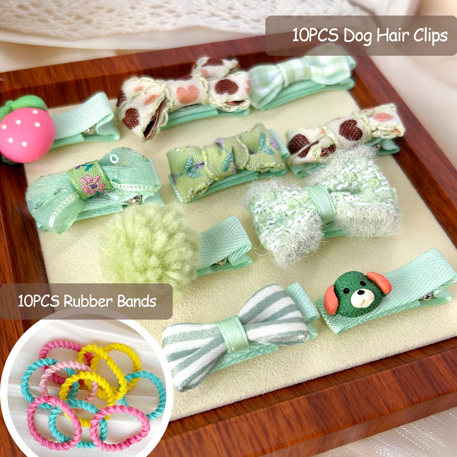 Light Green Dog Hair Clips Small Dog Hair Bows Cute Pet Grooming Accessories Alligator Clips Stay In Hair Barrettes Flower Crown