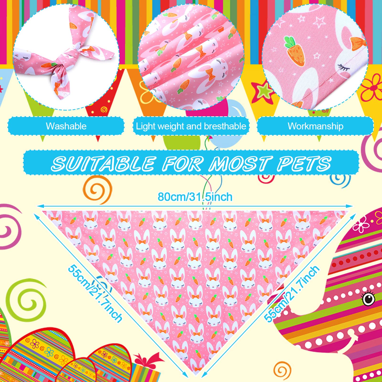 20 Pcs Easter Dog Bandana Pet Scarf Washable Triangle Bibs Shamrock Scarfs Adjustable Pet Triangle Washable Kerchief For Easter