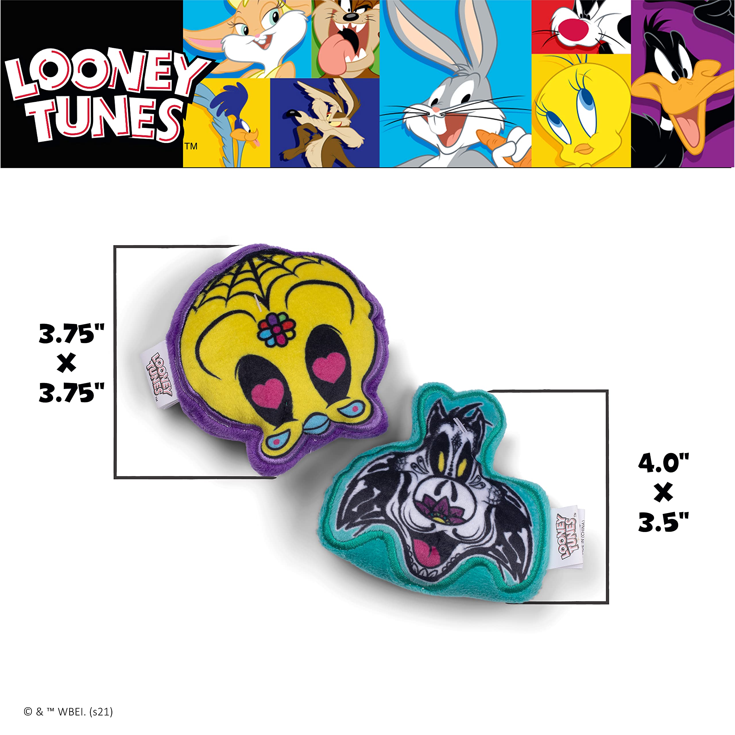 Looney Tunes For Pets Halloween Sylvester The Cat & Tweety Bird Silo Pet Squeaker Toys 2 Piece | Squeaky Dog Toys Small Dog Toys For Small Dogs | Halloween Dog Chew Toys,Ff18363