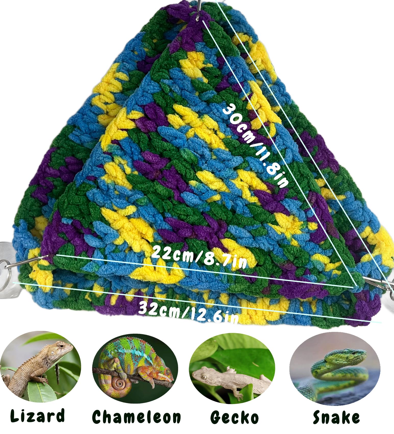 Cdycam Reptile Hammock, Soft Double-Layered Bearded Dragon Hammock Swing Hanging Bed With Strong Suction Cups & Metal Hooks, Lar