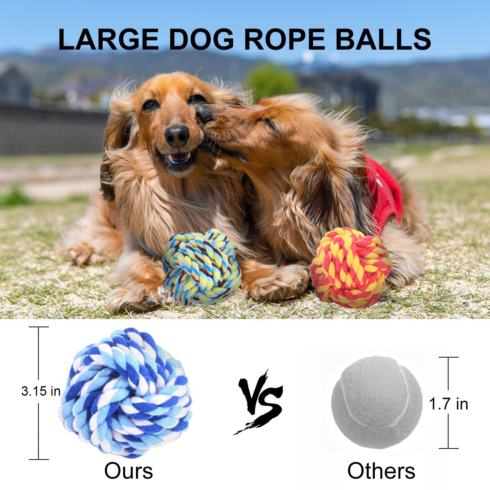 6 Pack Dog Chew Toys For Aggressive Chewers Large Breed, Xl Cotton Dog Rope Balls, Indestructible Dog Toys With Tough Twisted Fo